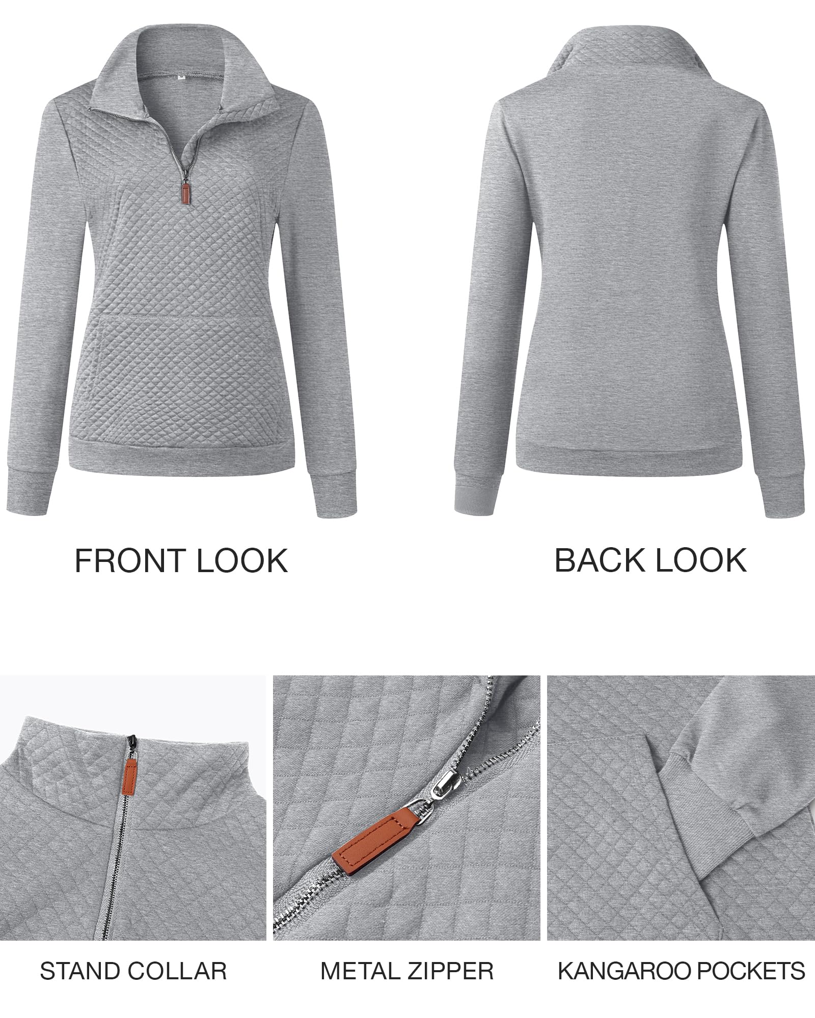 BTFBM Women Fashion Quilted Pattern Lightweight Zipper Long Sleeve Plain Casual Ladies Sweatshirts Pullovers Shirts Tops