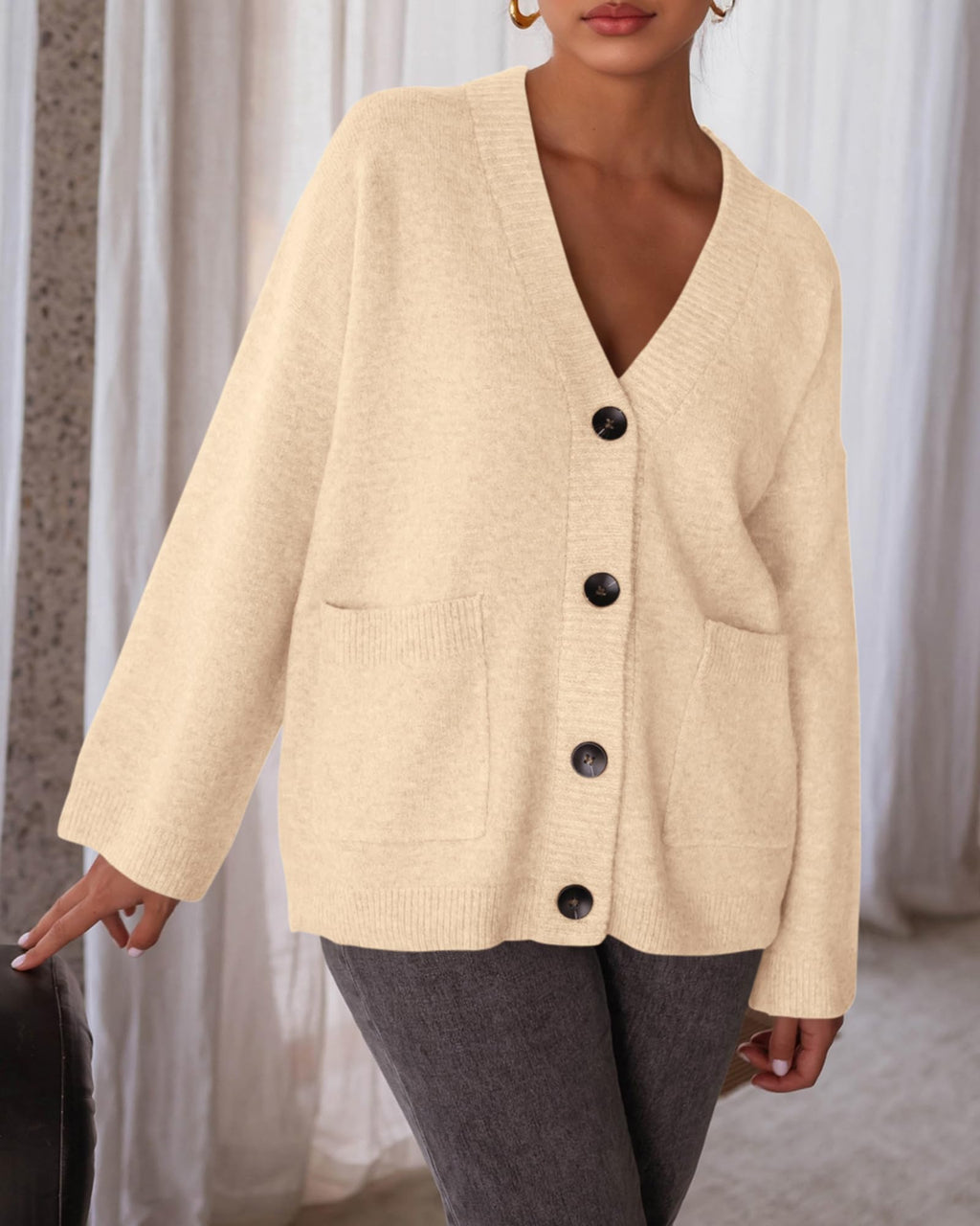 BTFBM Oversized Cardigan Sweaters for Women Trendy Fall Fashion Button Down Long Sleeve Chunky Knit Cardigans