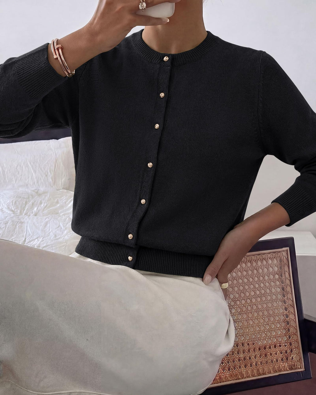 BTFBM Button Cardigan Sweaters for Women Fall Clothes Ribbed Knit Open Front Cardigan, Long Sleeve Sweater, Cozy Soft Stretchy Outerwear, Relaxed Fit, Trendy Winter Outfits