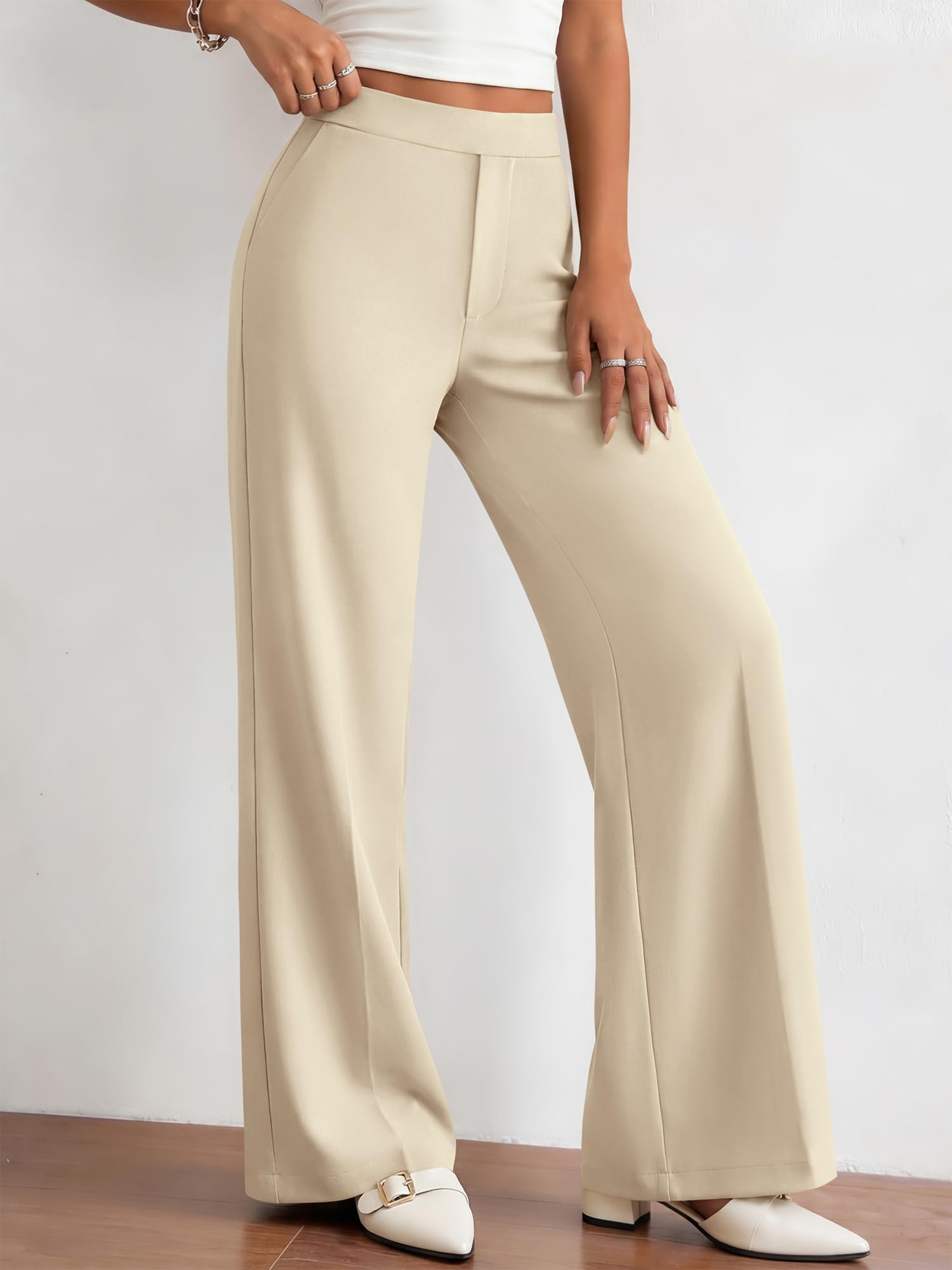 BTFBM Womens Dress Pants Wide Leg Trousers Pockets | High Waisted Long Business Casual Slacks Fall Fashion