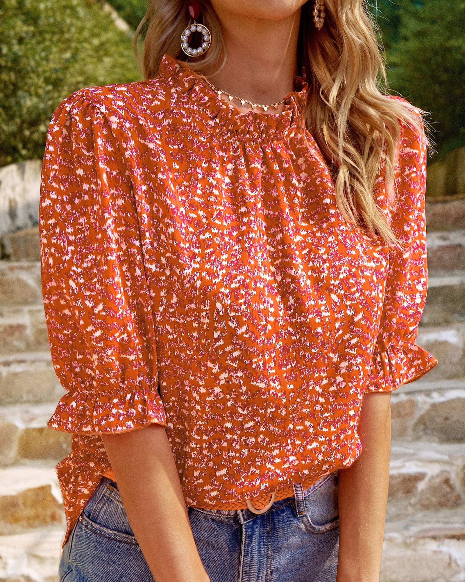 FreshPretty Women's Dressy Casual Blouses Business Work Tops Lace Trim Short Sleeve Office Shirts Summer Spring Outfits