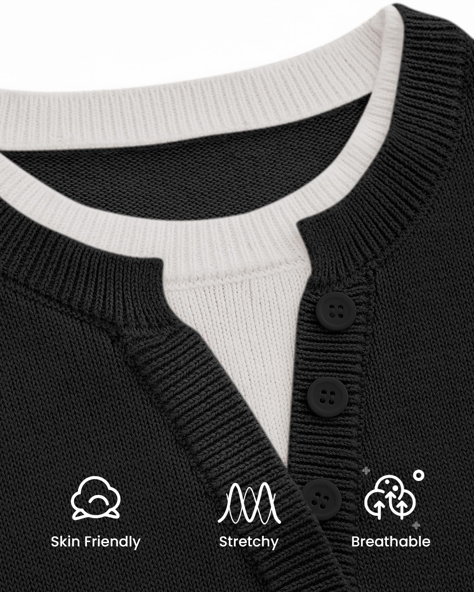 BTFBM Women Long Sleeve Crew Neck Sweaters Tops, 2 in1 Knitted Pullover, Deco Buttons, Oversized, Stretchy, Vacation, Business Casual Outfits, Fall Winter Trendy