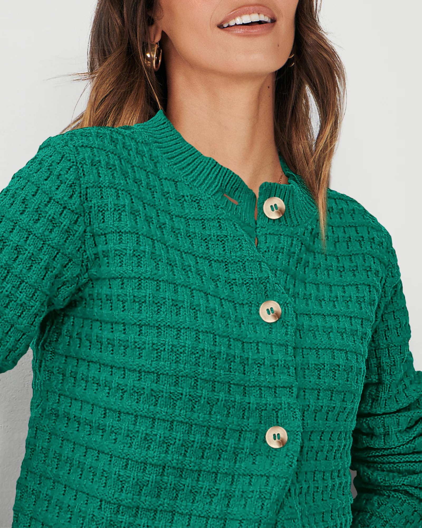 PRETTYGARDEN Women's Knit Cardigan Sweaters Casual Long Sleeve Open Front Button Down Trendy Jackets Outerwear