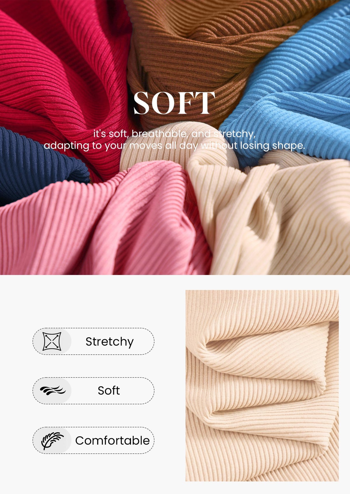 PRETTYGARDEN Womens Long Sleeve Shirts Fall Ribbed Basic Tee Soft Stretchy Slim Fitted Tops, Cute Going Out Y2K Clothes, Daily Wear Business Casual Work Blouses, Trendy Fashion Layering