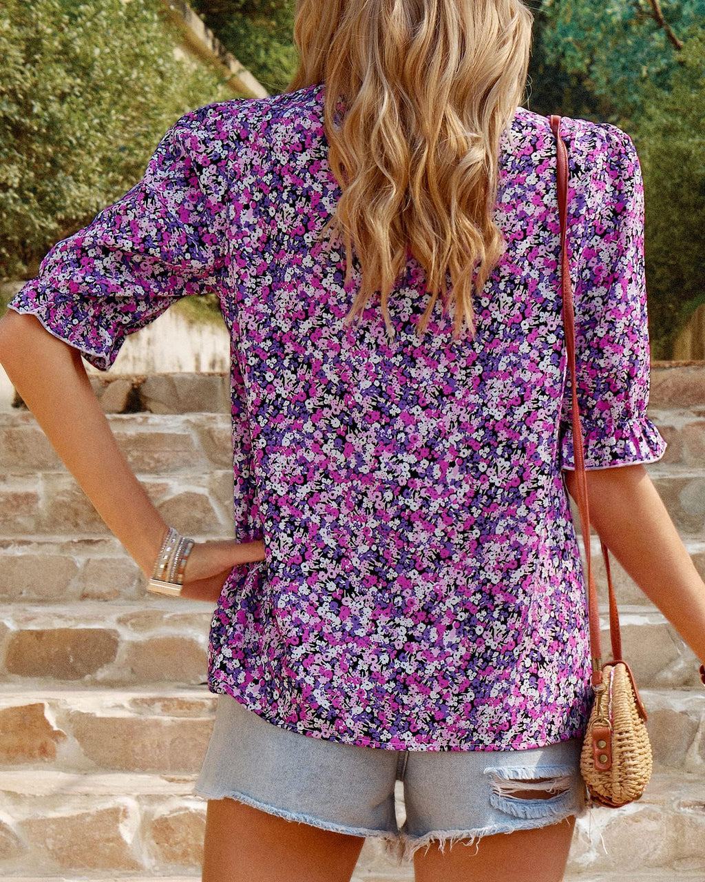 FreshPretty Women's Dressy Casual Blouses Business Work Tops Lace Trim Short Sleeve Office Shirts Summer Spring Outfits