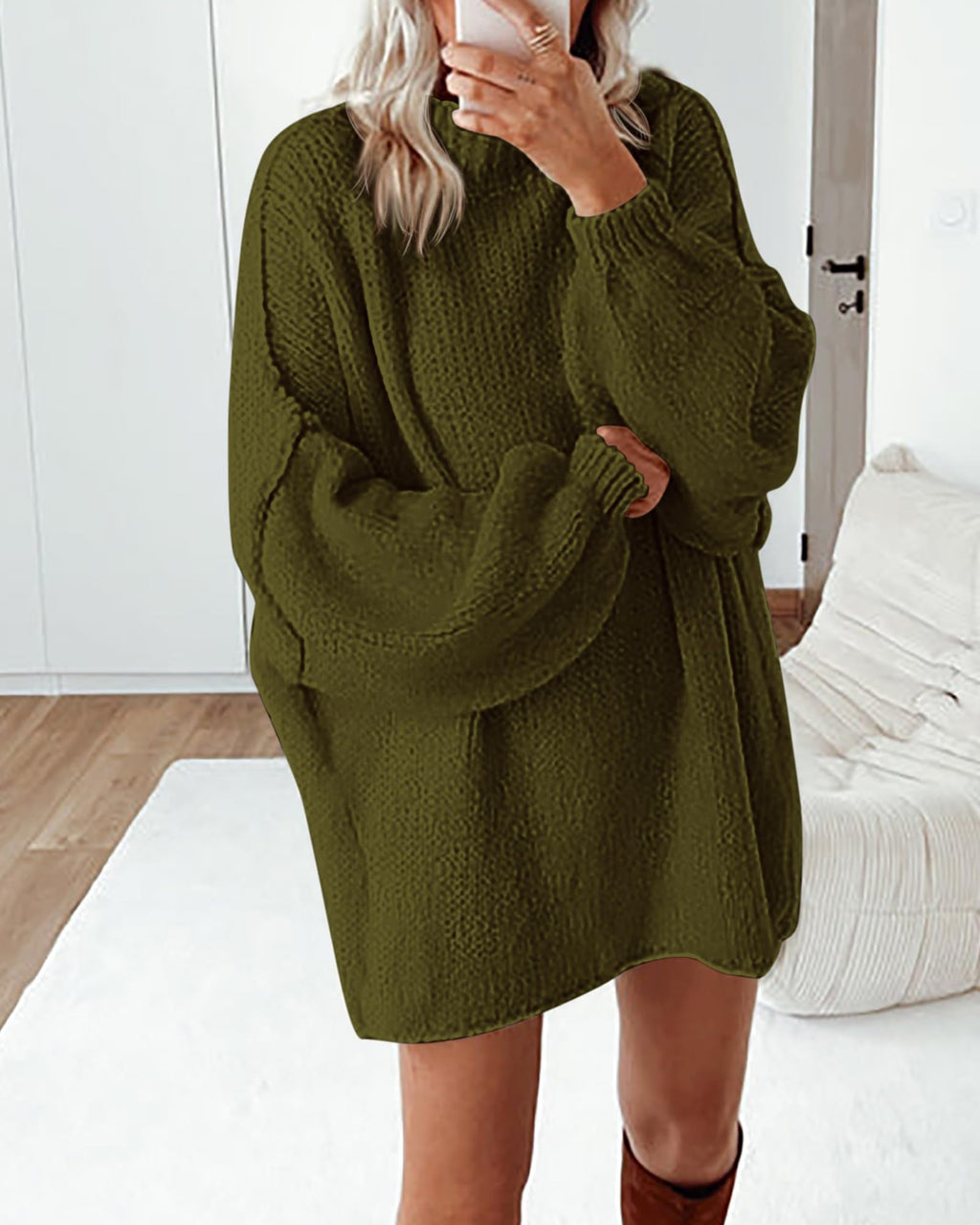 BTFBM Sweaters for Women Fall Long Sleeve Mock Neck Cable Knit Oversized Sweater Pullover Tops Thick Winter Clothes