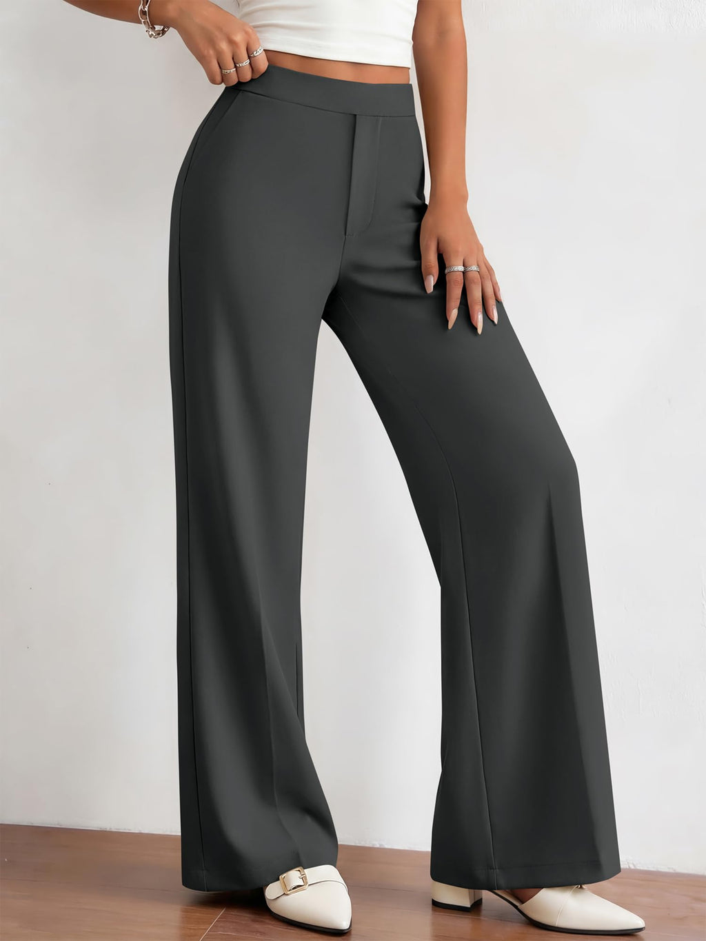 BTFBM Womens Dress Pants Wide Leg Trousers Pockets | High Waisted Long Business Casual Slacks Fall Fashion