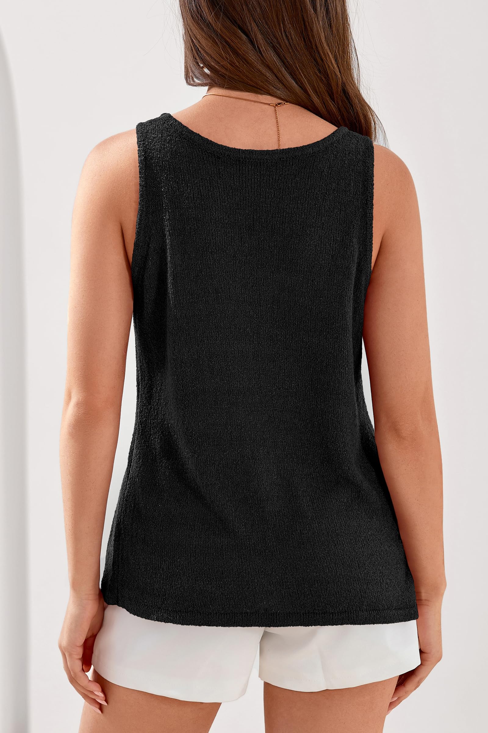 FreshPretty Women Summer Tank Tops Basic Sleeveless V Neck Lightweight Knit Beach Vacation Clothes Going Out Top