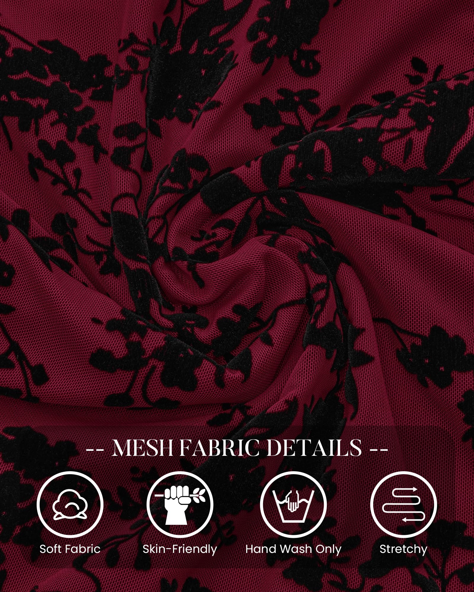 BTFBM Womens Tops Floral Sheer Mesh Long Sleeve Blouses Dressy Casual V Neck Flocked Mesh Shirts,Velvet-Like Flowers,Double Layered,Loose Fit Tunics,Business Casual Top,Fall Fashion Clothing