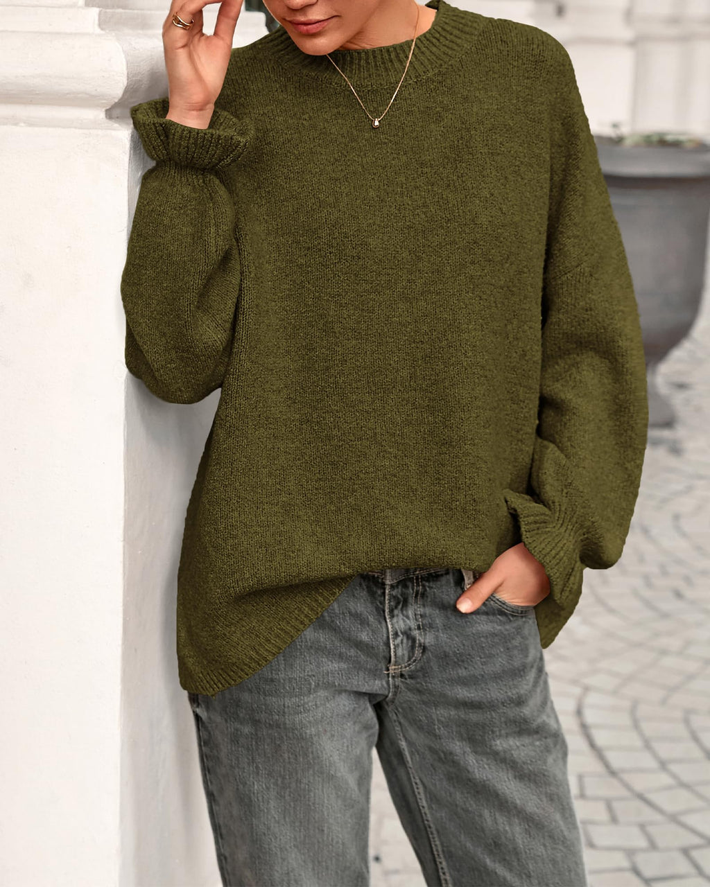 BTFBM Women's Oversized Sweater Crewneck Fall Winter Long Sleeve Fuzzy Warn Knit Pullover Sweaters Trendy Outfits