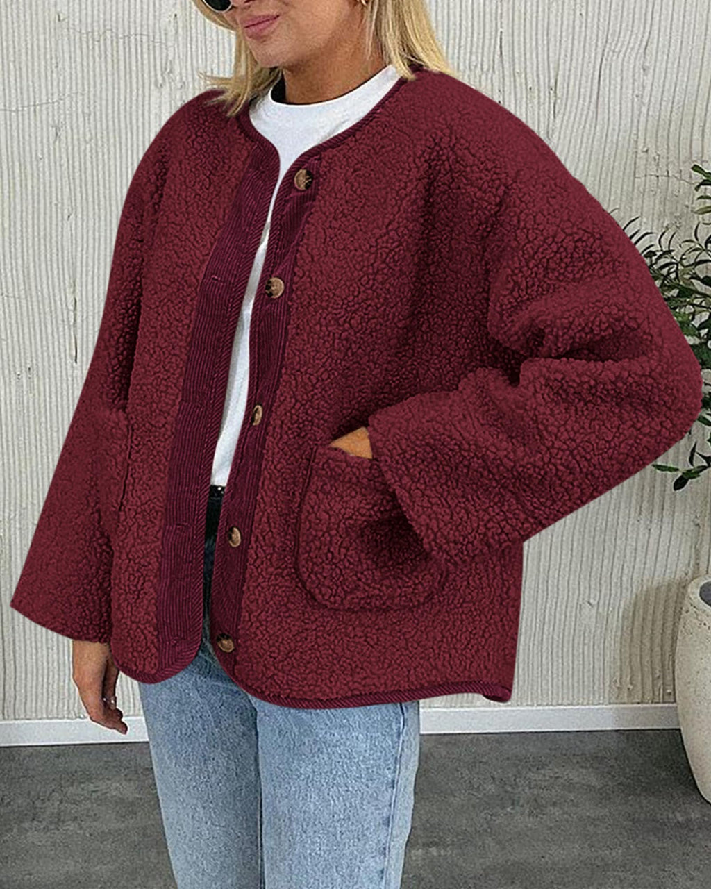 PRETTYGARDEN Women's Winter Coats Long Sleeve Button up Fuzzy Sherpa Fleece Jackets Outerwear Fall Fashion Clothes