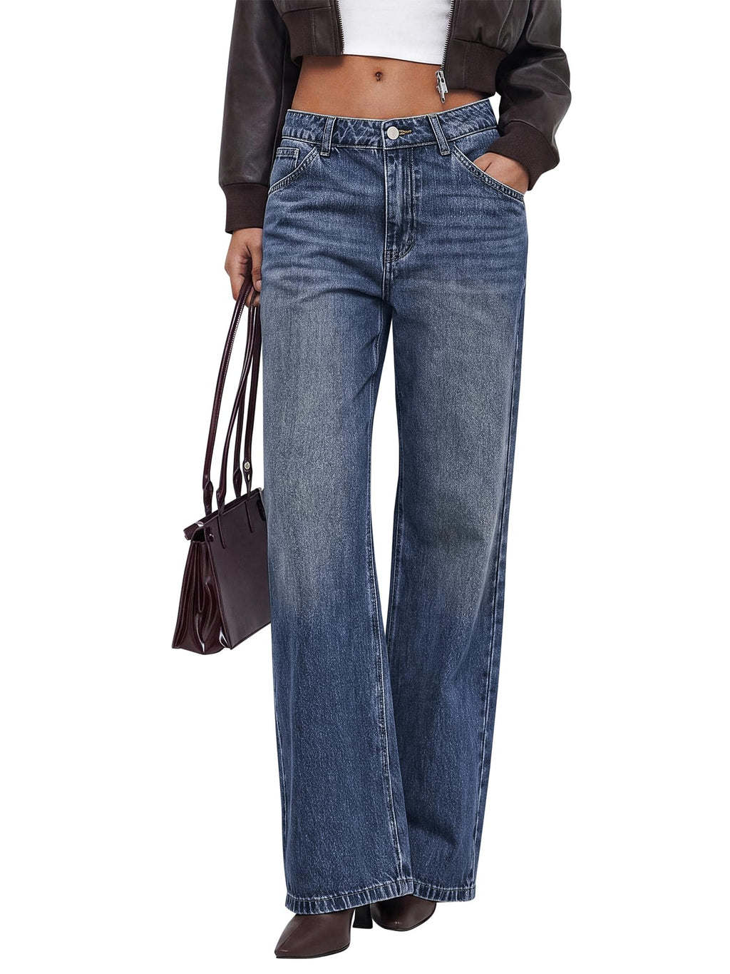 BTFBM Women Casual Straight Leg Jeans Trendy High Waisted, Pockets, Long Denim Pants, Slacks, Bottoms, Vacation Outfits, Travel Airport, Fashion Clothes, Fall Winter