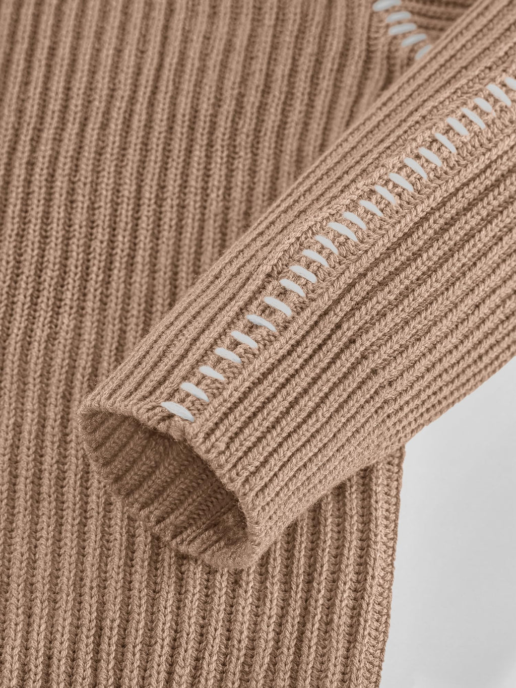 "BTFBM Womens Oversized Sweaters Contrast Chunky Knit Sweater Loose Fit Mock Neck Long Sleeve Tops, Soft Cozy Knitwear, Fall Fashion 2026, Casual Winter Clothing, Daily Going Out Outfits"