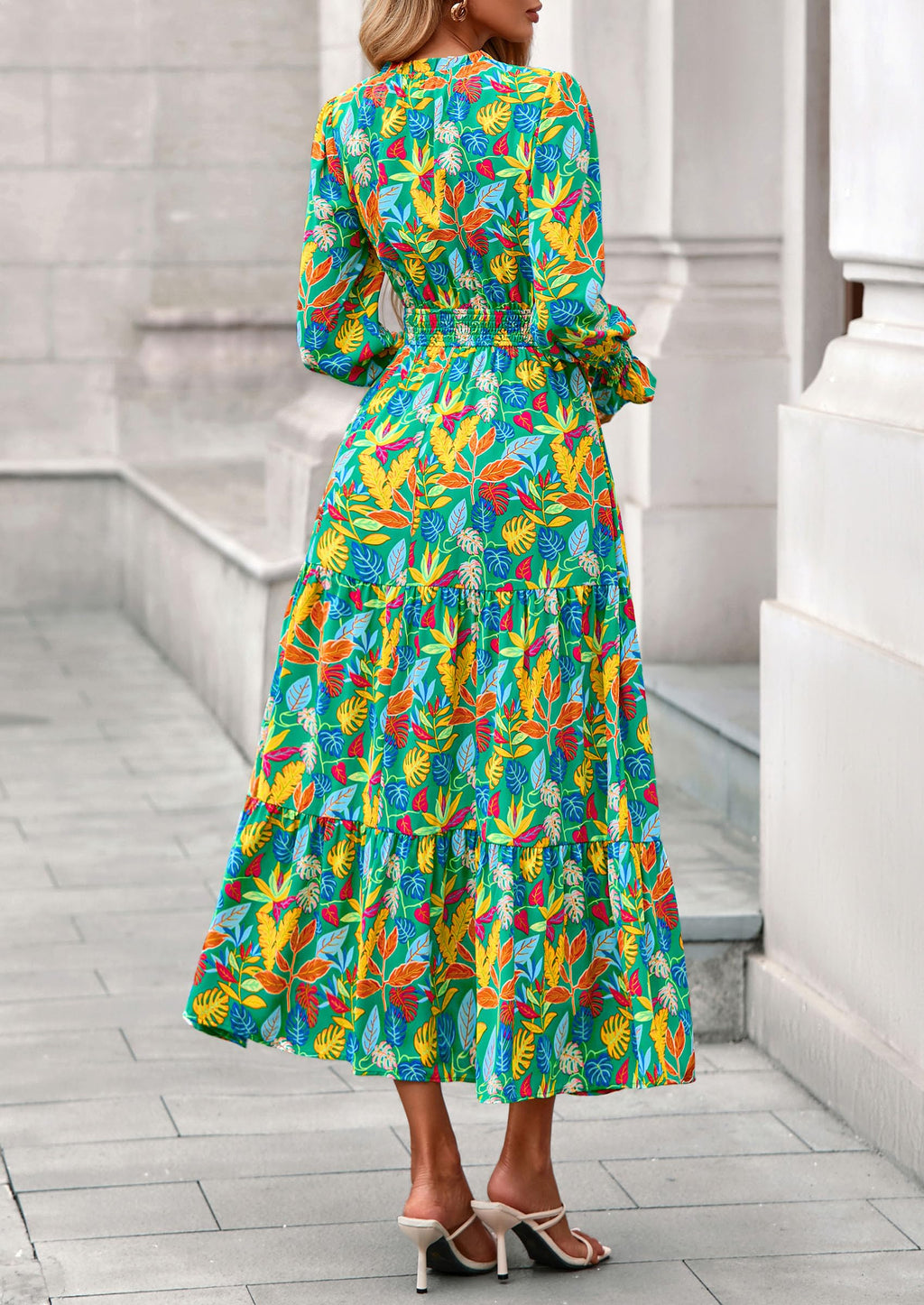 PRETTYGARDEN Women's Floral Maxi Dress Fall Long Sleeve V Neck Casual A Line Long Flowy Boho Party Dresses