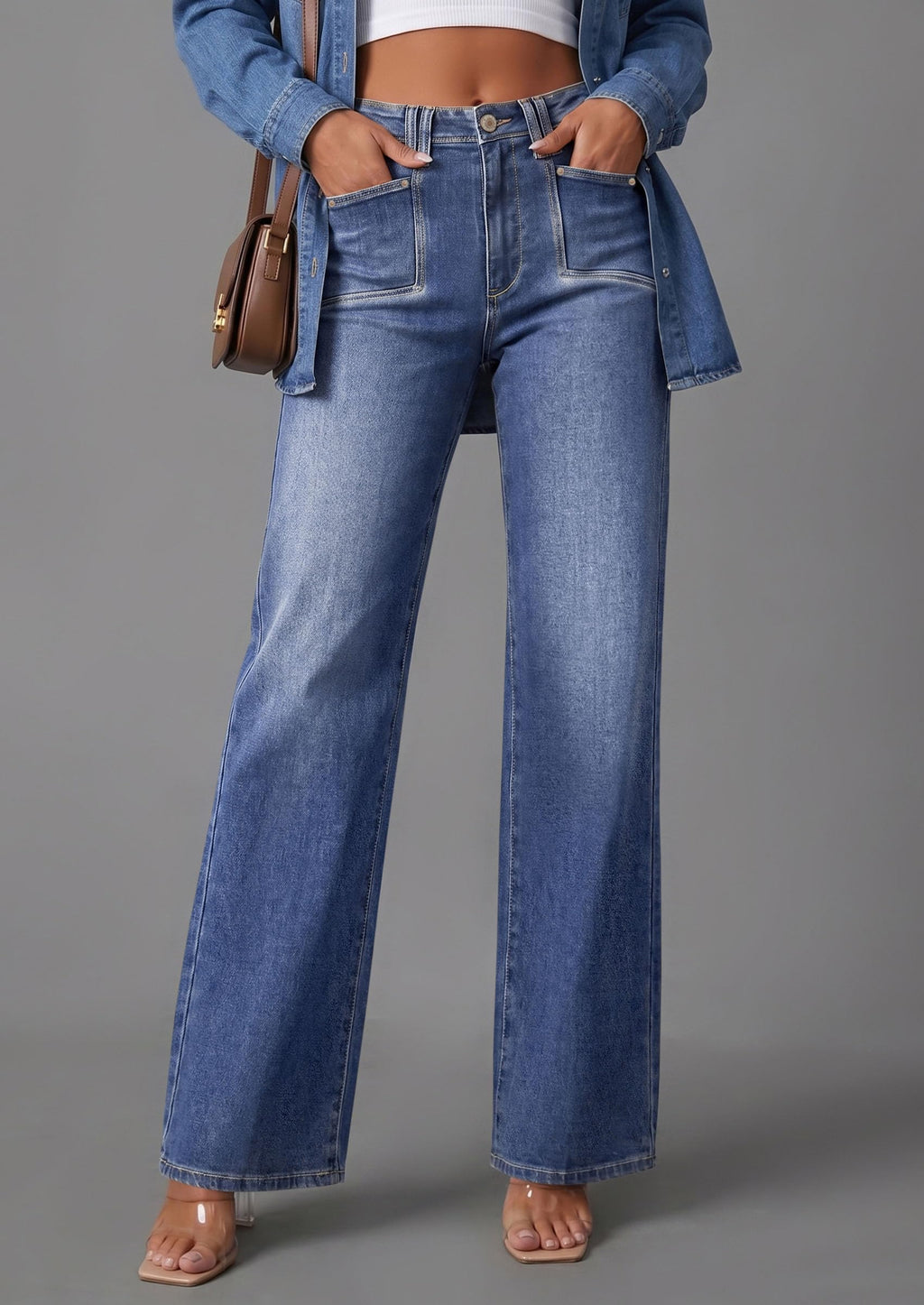 PRETTYGARDEN High Waisted Wide Leg Jeans for Women 2026 Trendy | Classic Straight Baggy Fit, Stretchy Denim Pants with Pockets, Casual Daily Work Going Out, All Season Wear