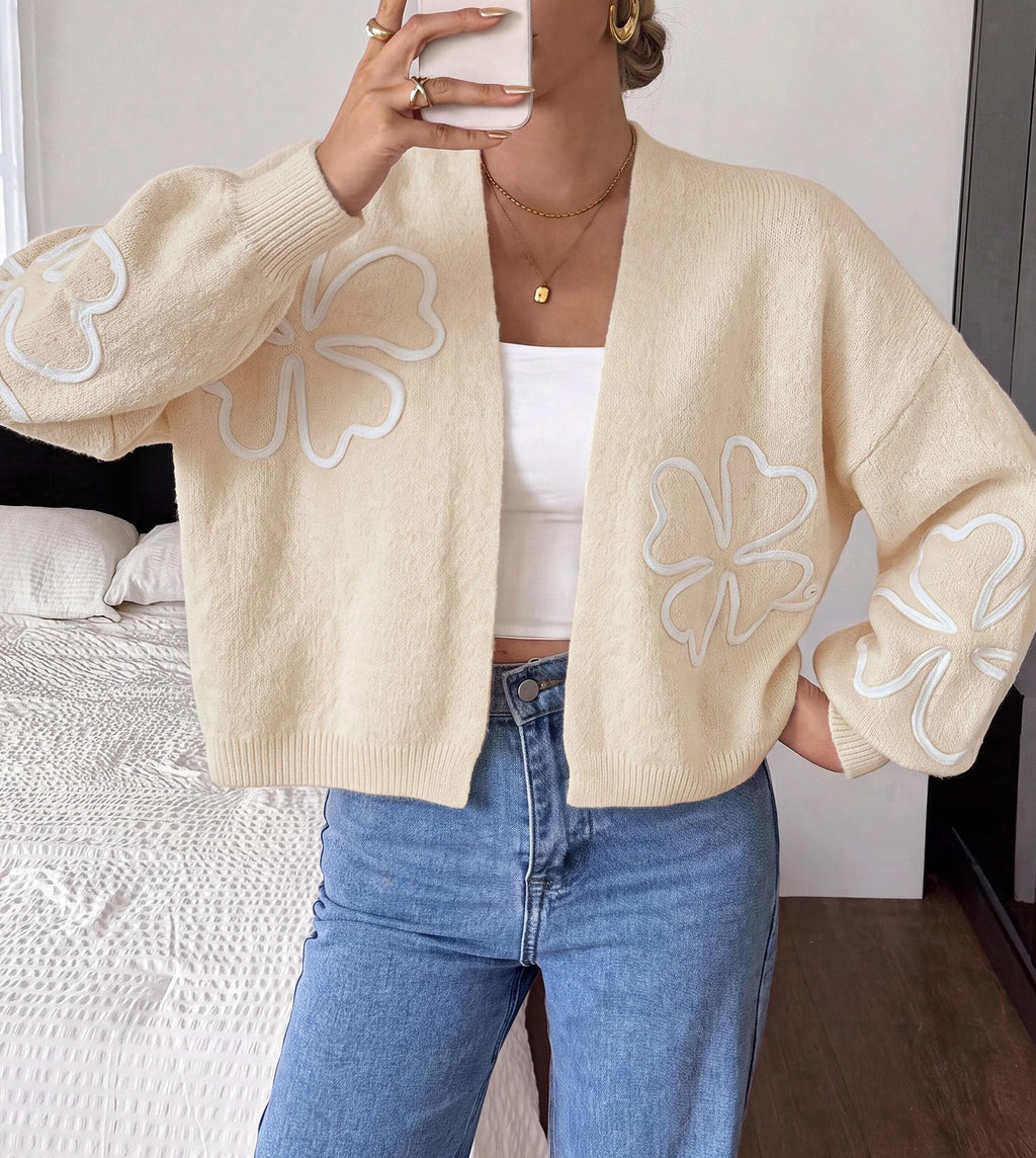 PRETTYGARDEN Women's Floral Oversized Cardigan Sweaters Trendy Fall Outfits Long Sleeve Sweater Jacket, Open Front Coat, Cozy Soft Chunky Knit, Casual Outerwear,Winter Fashion Clothing