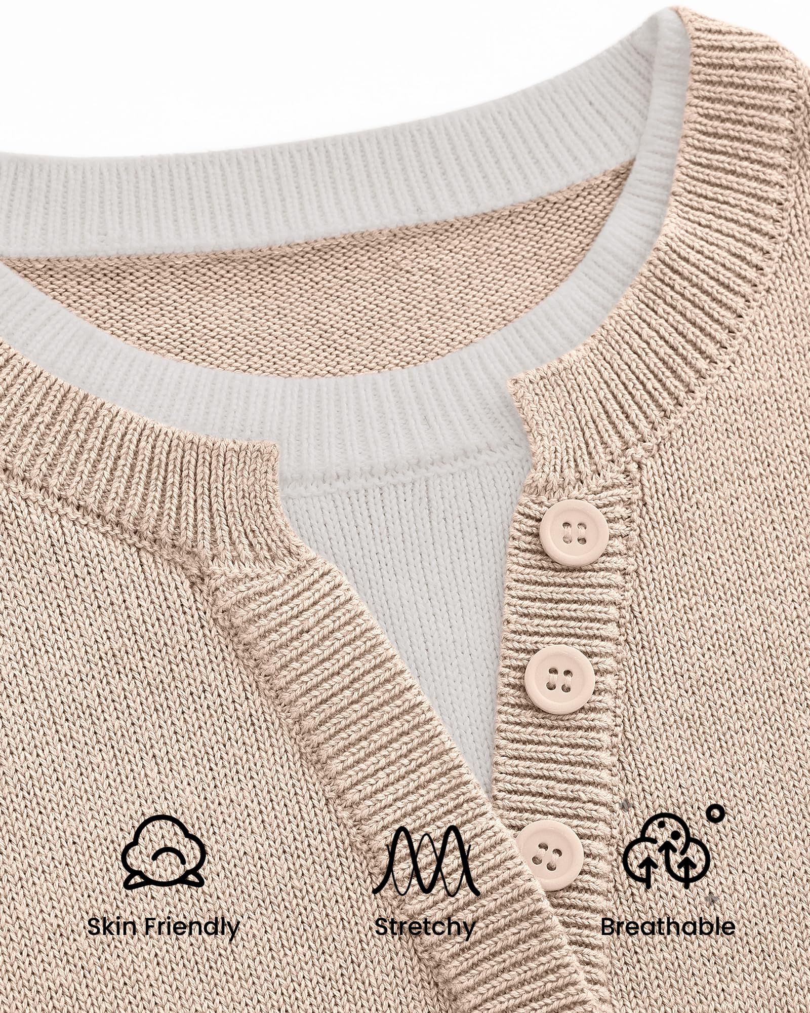 BTFBM Women Long Sleeve Crew Neck Sweaters Tops, 2 in1 Knitted Pullover, Deco Buttons, Oversized, Stretchy, Vacation, Business Casual Outfits, Fall Winter Trendy