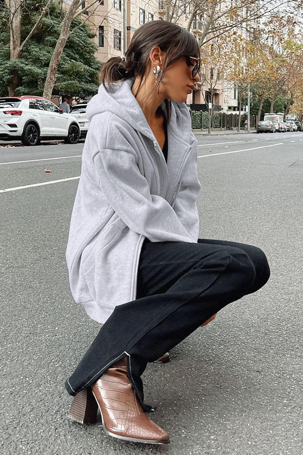 PRETTYGARDEN Women's Zip Up Y2K Hoodies Casual Long Sleeve Sweatshirts Fall Spring Track Jackets with Pockets