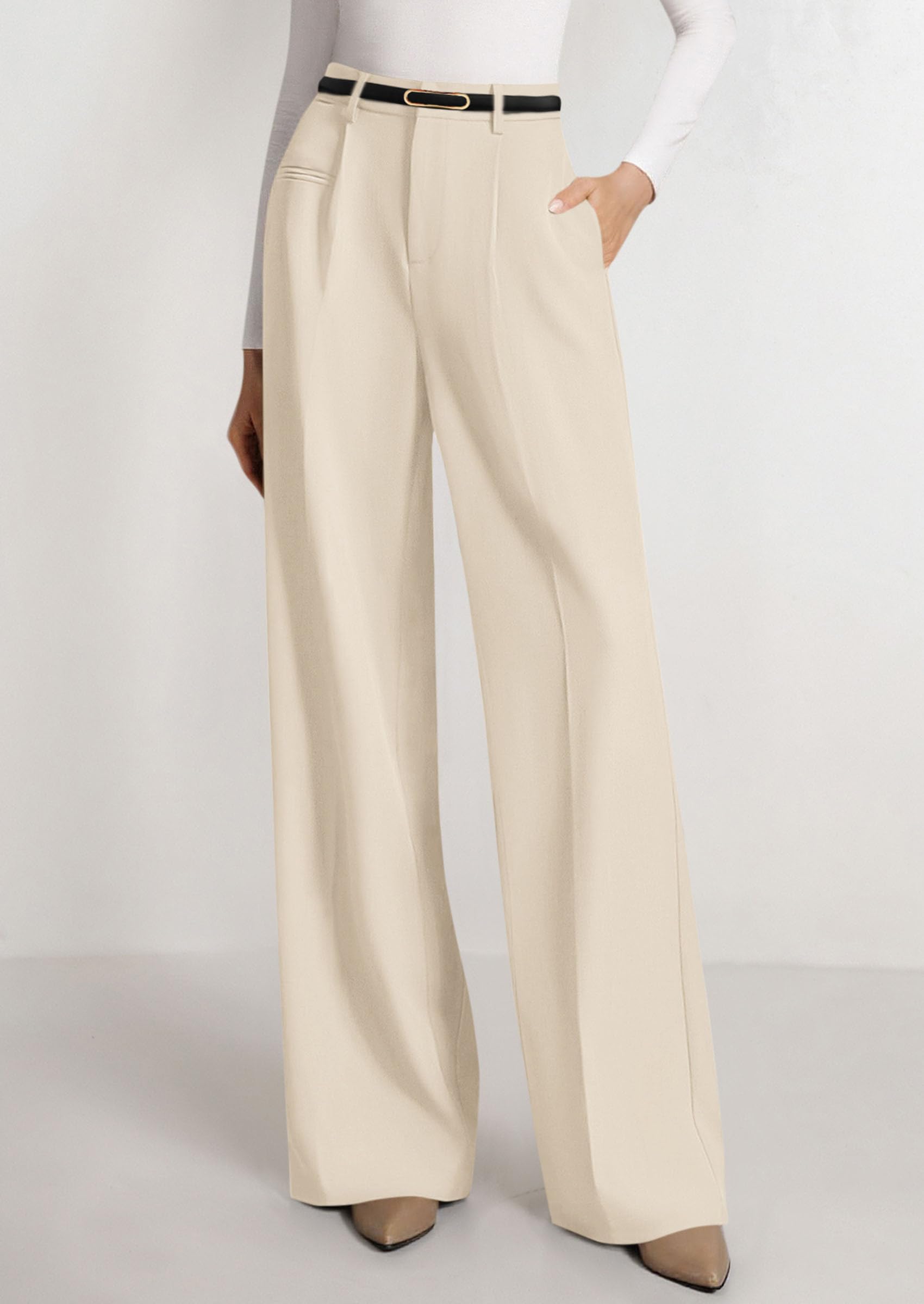 PRETTYGARDEN Womens Wide Leg Dress Pants Business Casual Flowy Work Palazzo Pants High Waisted Slacks Trousers