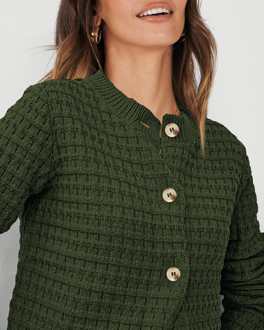 PRETTYGARDEN Women's Knit Cardigan Sweaters Casual Long Sleeve Open Front Button Down Trendy Jackets Outerwear