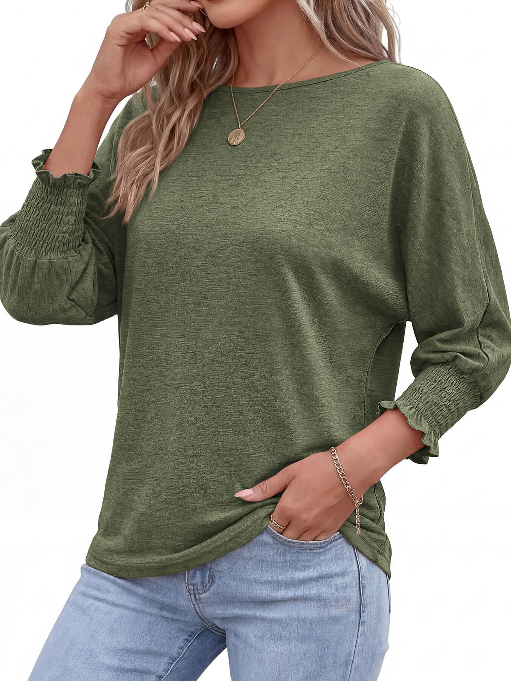 BTFBM Womens Tops Dressy Casual Summer T Shirts Crewneck 3/4 Sleeve Beach Vacation Loose Tunic Spring Work Blouse
