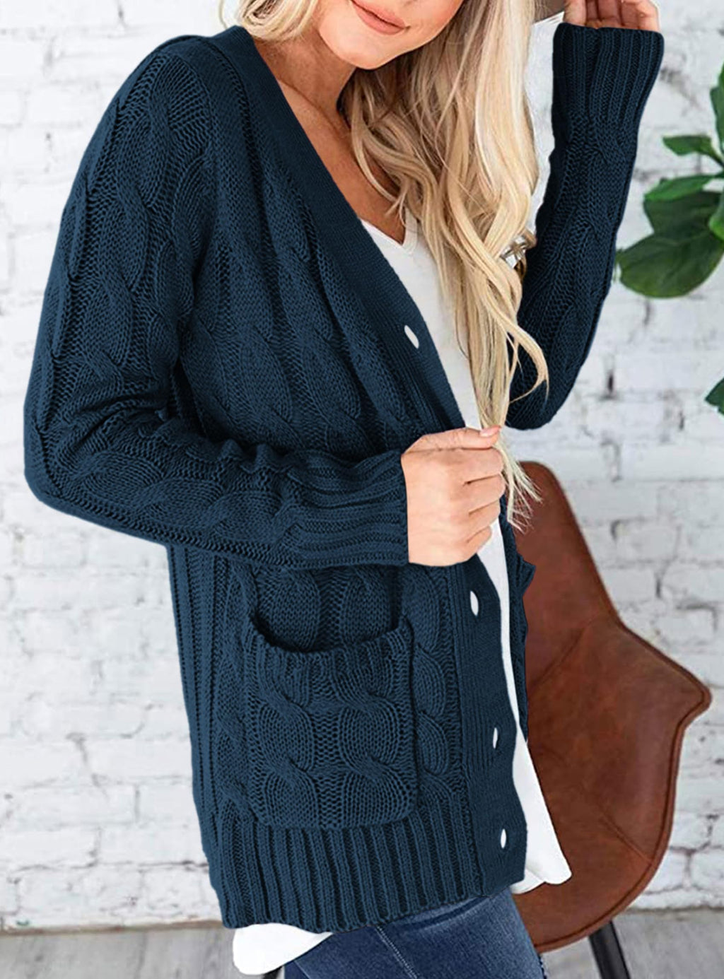 PRETTYGARDEN Women's Open Front Cardigan Sweaters Fall Fashion Button Down Cable Knit Chunky Winter Clothing Outerwear Coats