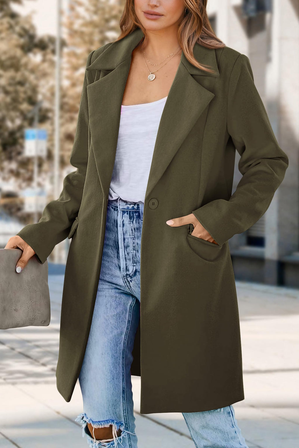 PRETTYGARDEN Women's Spring Fall Long Blazer Jackets Long Sleeve Lapel Pockets Loose Fit Work Casual Blazers Outerwear