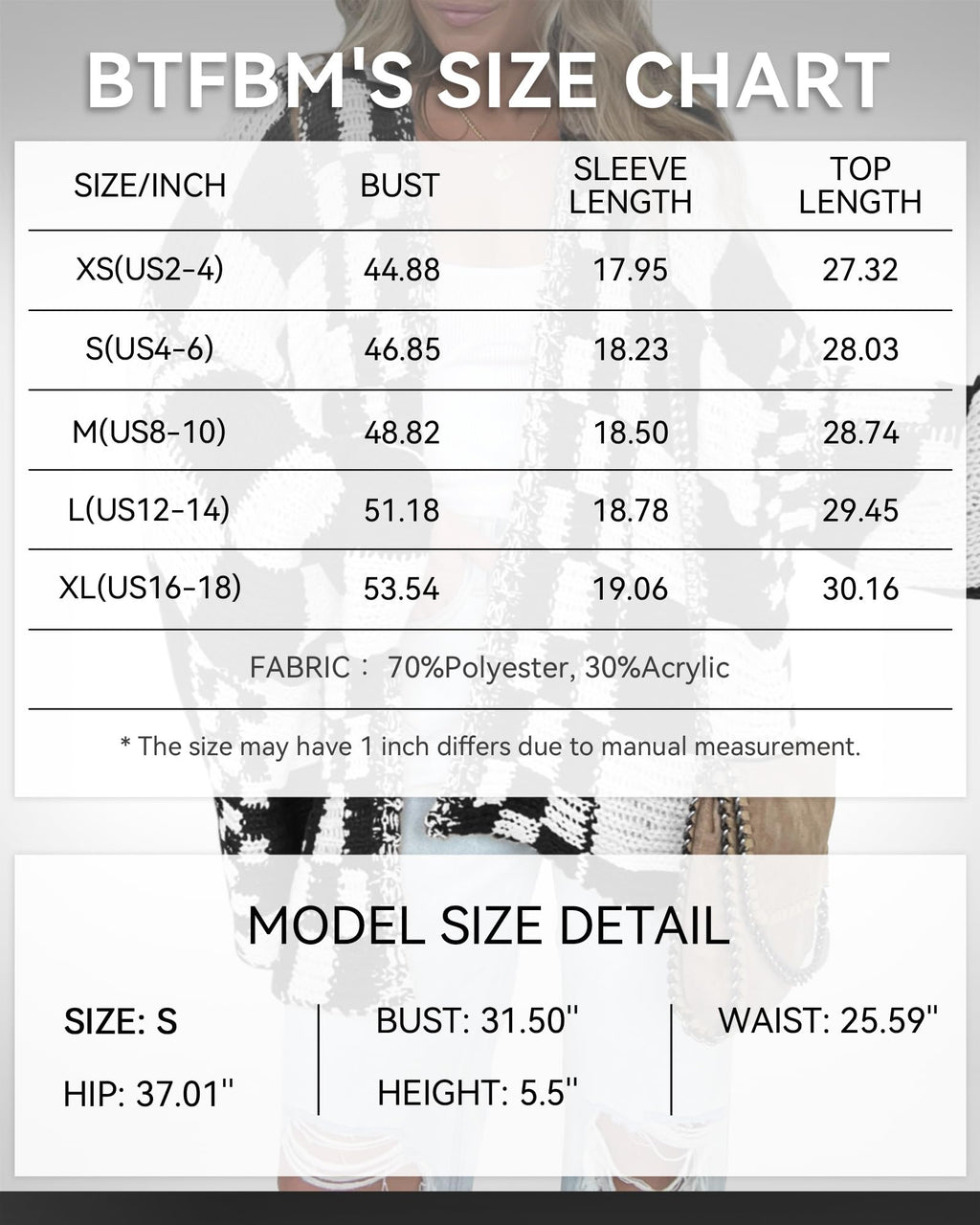 FreshPretty Casual Cardigan Sweater for Women Fall Long Sleeve Open Front Chunky Knit Sweaters Checkered Outwear Coat