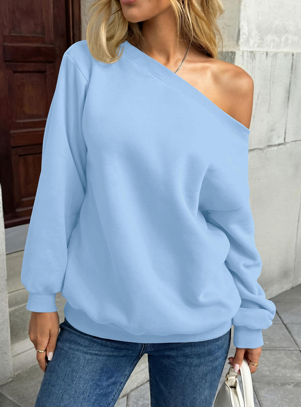 PRETTYGARDEN Womens Off The Shoulder Sweatshirt Loose Fit Slouchy Long Sleeve Tops,Fleece Cropped Sweatshirts,Oversized Pullover,Casual Daily Street Y2K Outfits,Fall Winter Clothes