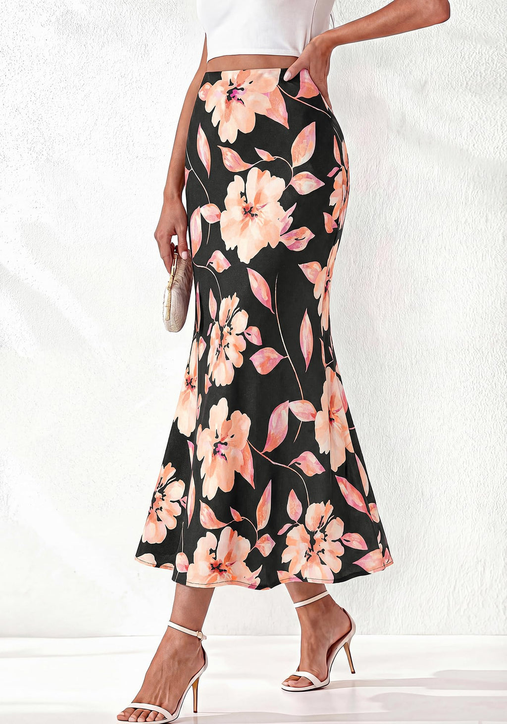 BTFBM Maxi Skirts for Women Summer Spring Boho Lightweight A Line High Waisted Wedding Guest Party Silk Midi Skirt