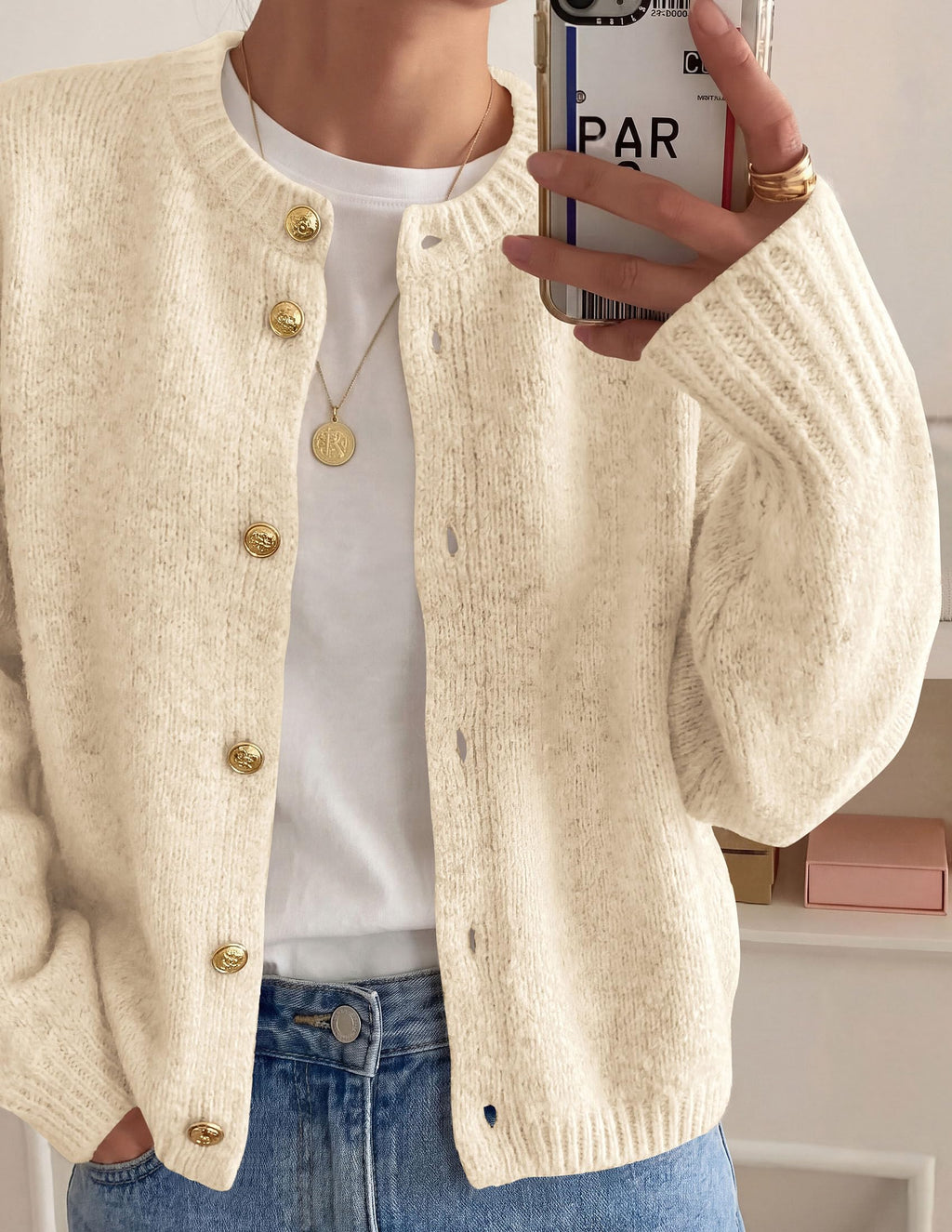PRETTYGARDEN Women's Button up Chunky Knit Cardigan Sweaters Crew Neck, Long Sleeve, Oversized Sweaters, Relaxed Fit, Soft Cozy Casual Outerwear, Fall Outfits, Winter Fashion Clothing