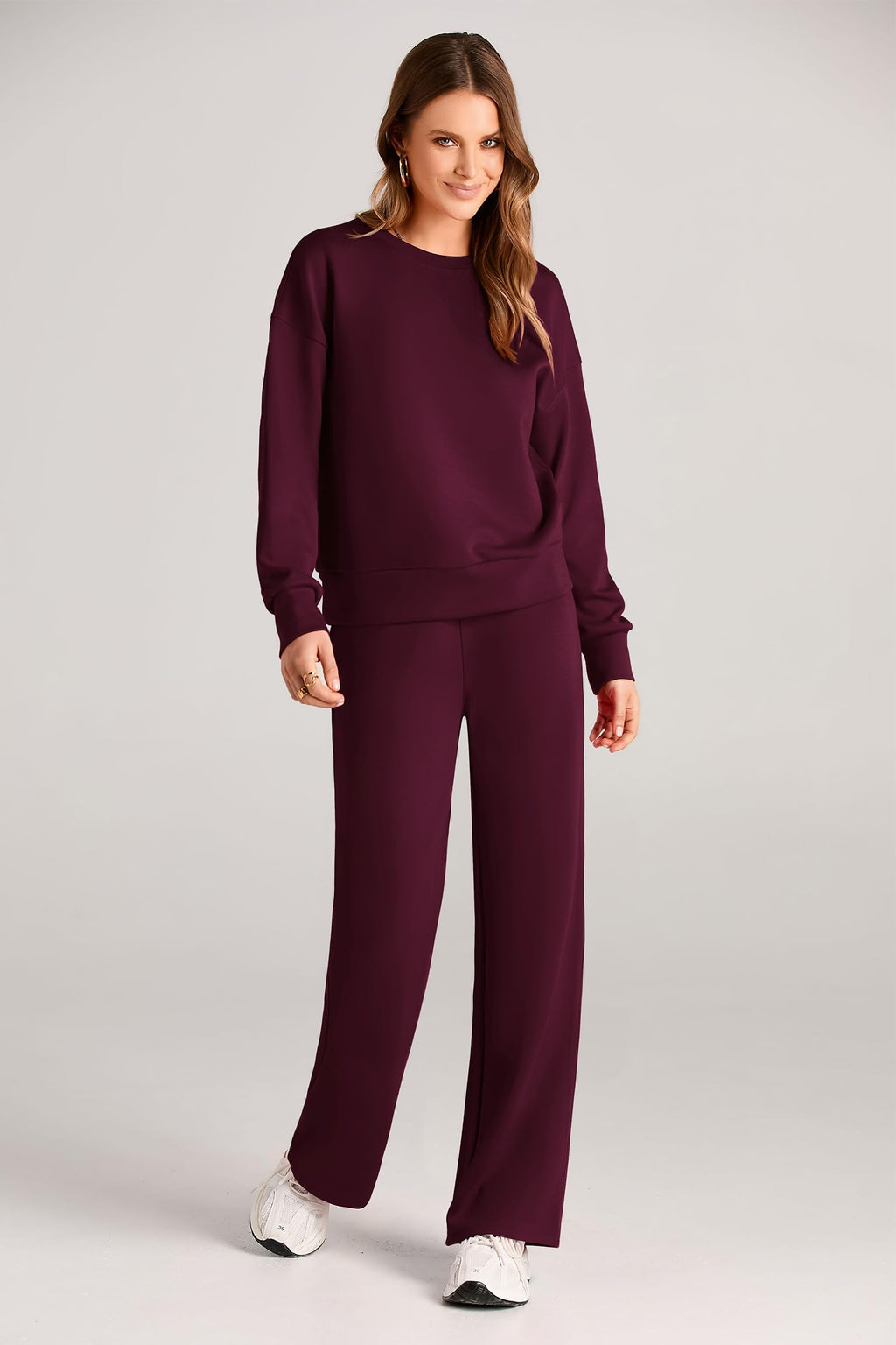 PRETTYGARDEN Womens 2 Piece Outfits Fall Long Sleeve Sweatshirt Wide Leg Pants Lounge Sets Winter Sweatsuits Tracksuit