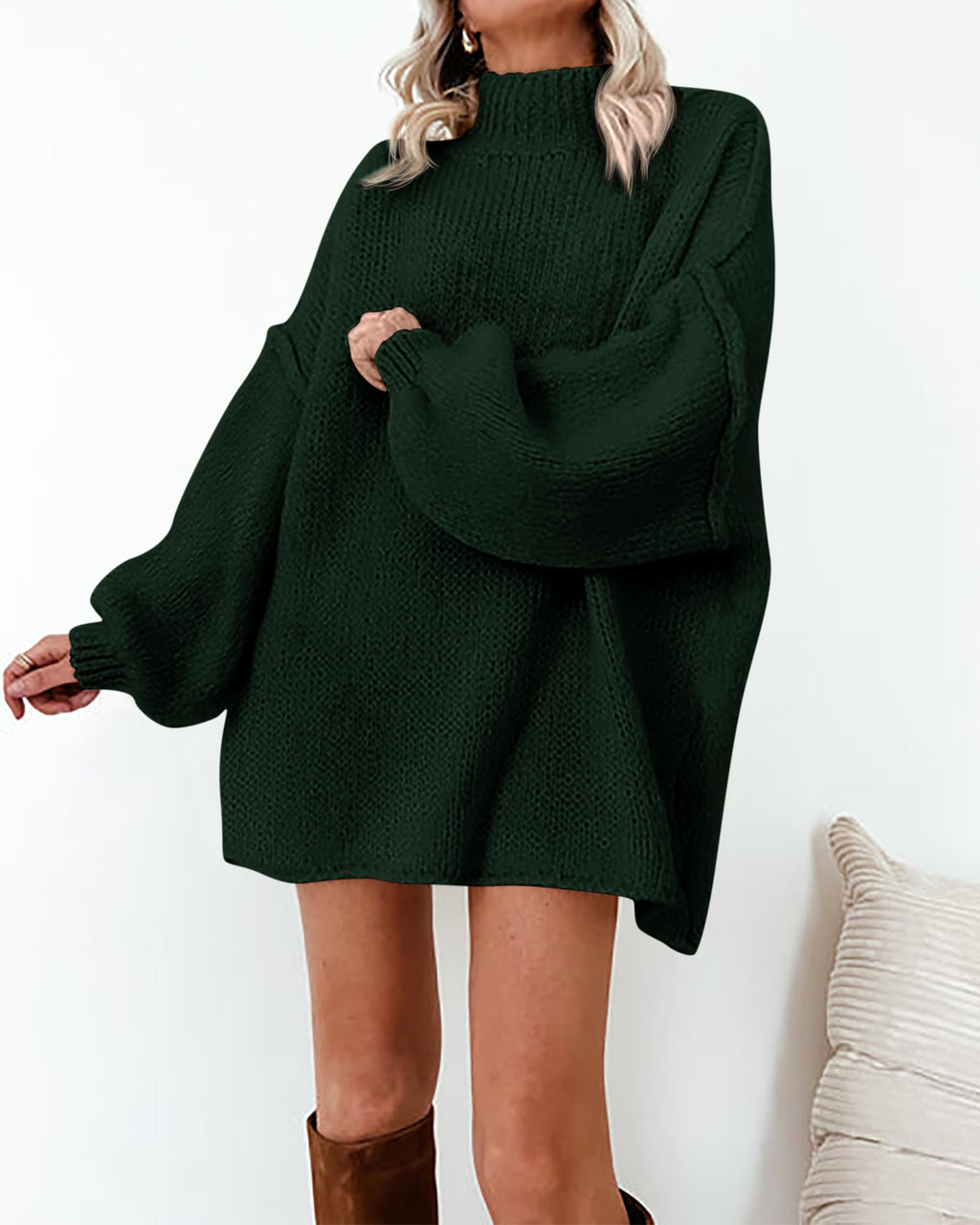 BTFBM Sweaters for Women Fall Long Sleeve Mock Neck Cable Knit Oversized Sweater Pullover Tops Thick Winter Clothes