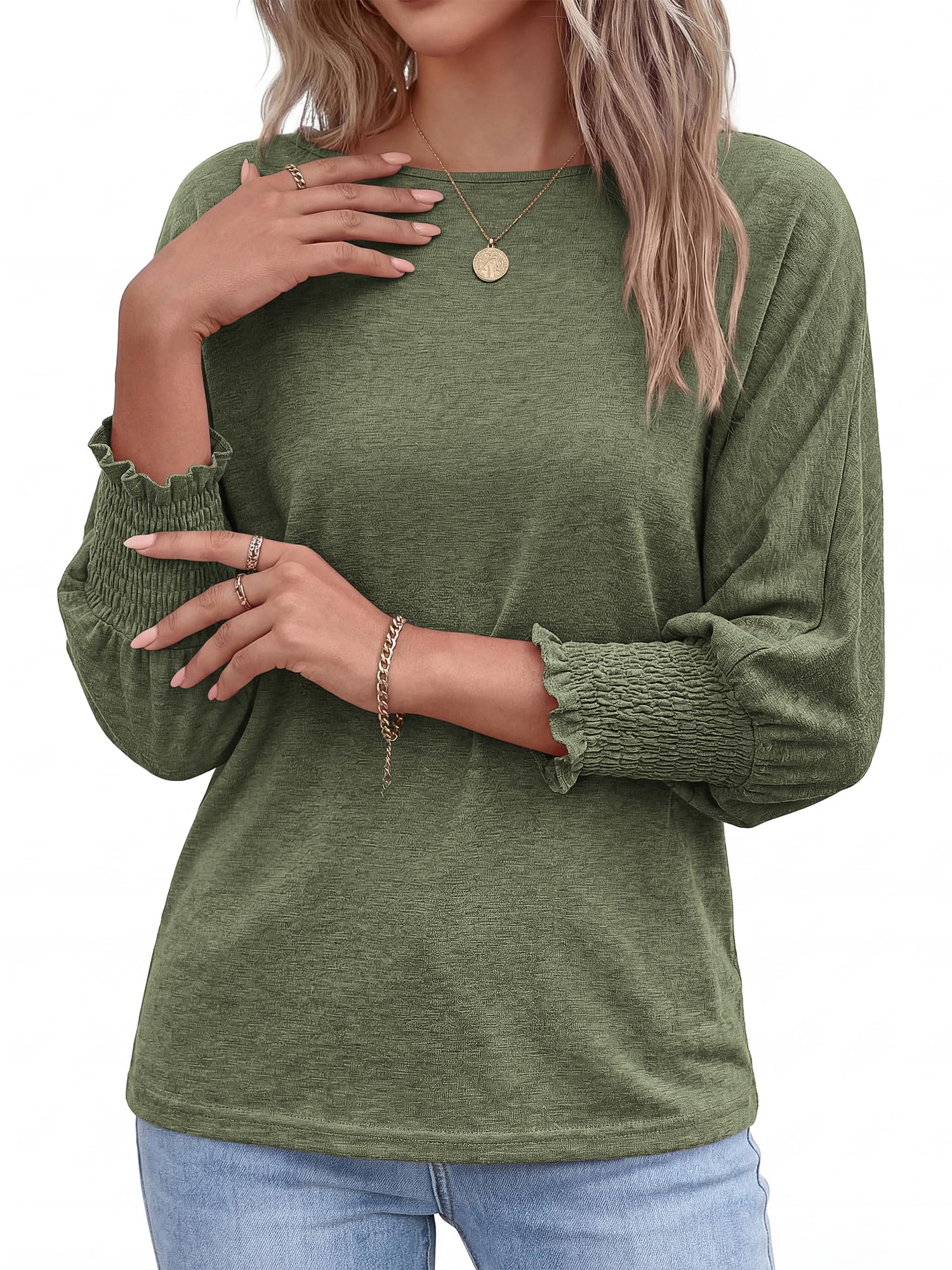 BTFBM Womens Tops Dressy Casual Summer T Shirts Crewneck 3/4 Sleeve Beach Vacation Loose Tunic Spring Work Blouse