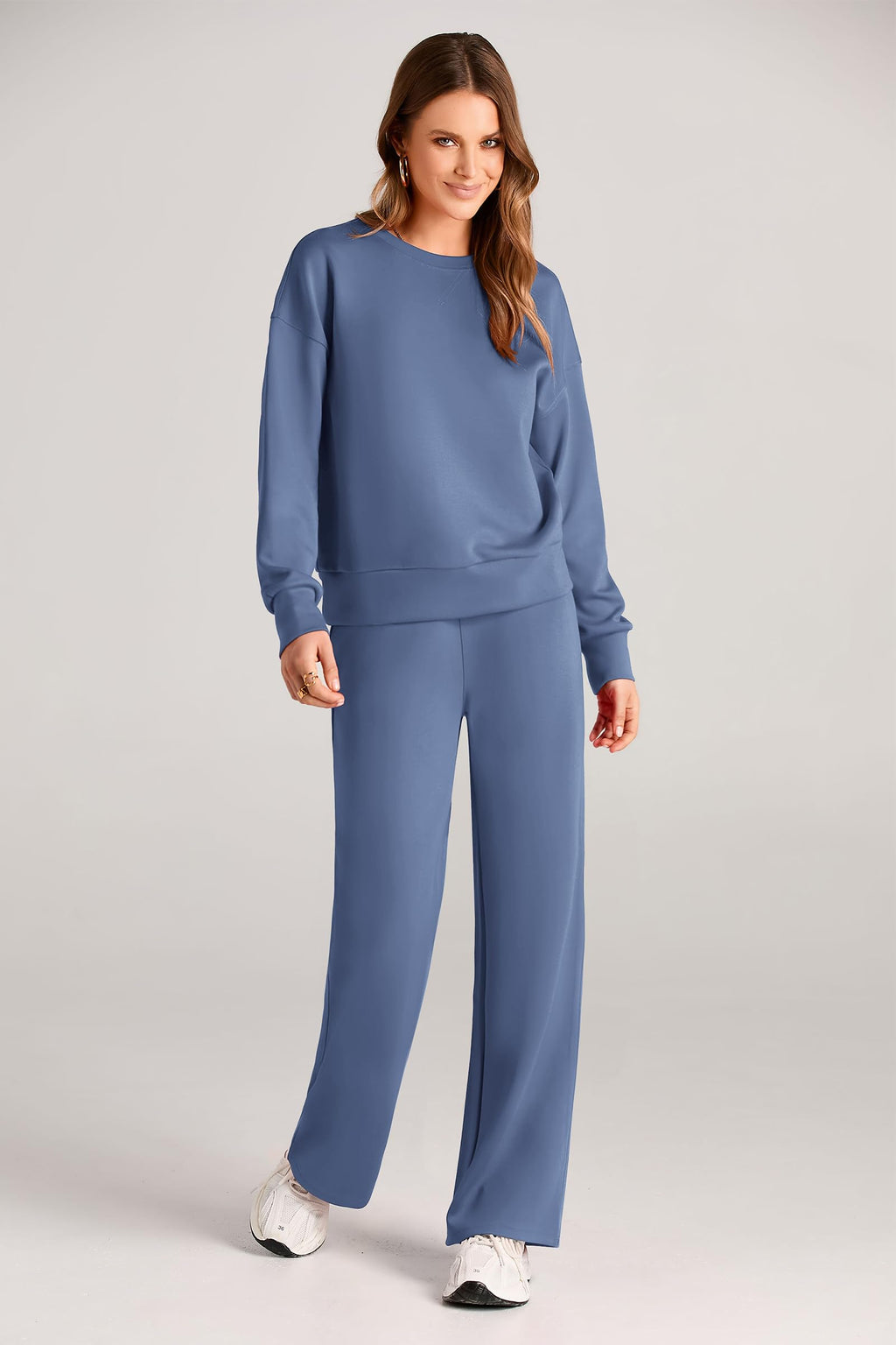 PRETTYGARDEN Womens 2 Piece Outfits Fall Long Sleeve Sweatshirt Wide Leg Pants Lounge Sets Winter Sweatsuits Tracksuit