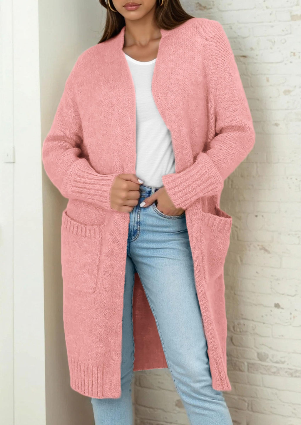 PRETTYGARDEN Fall Long Sleeve Cardigan Sweaters for Women Trendy Winter Open Front Loose Knitted Cardigans with Pockets