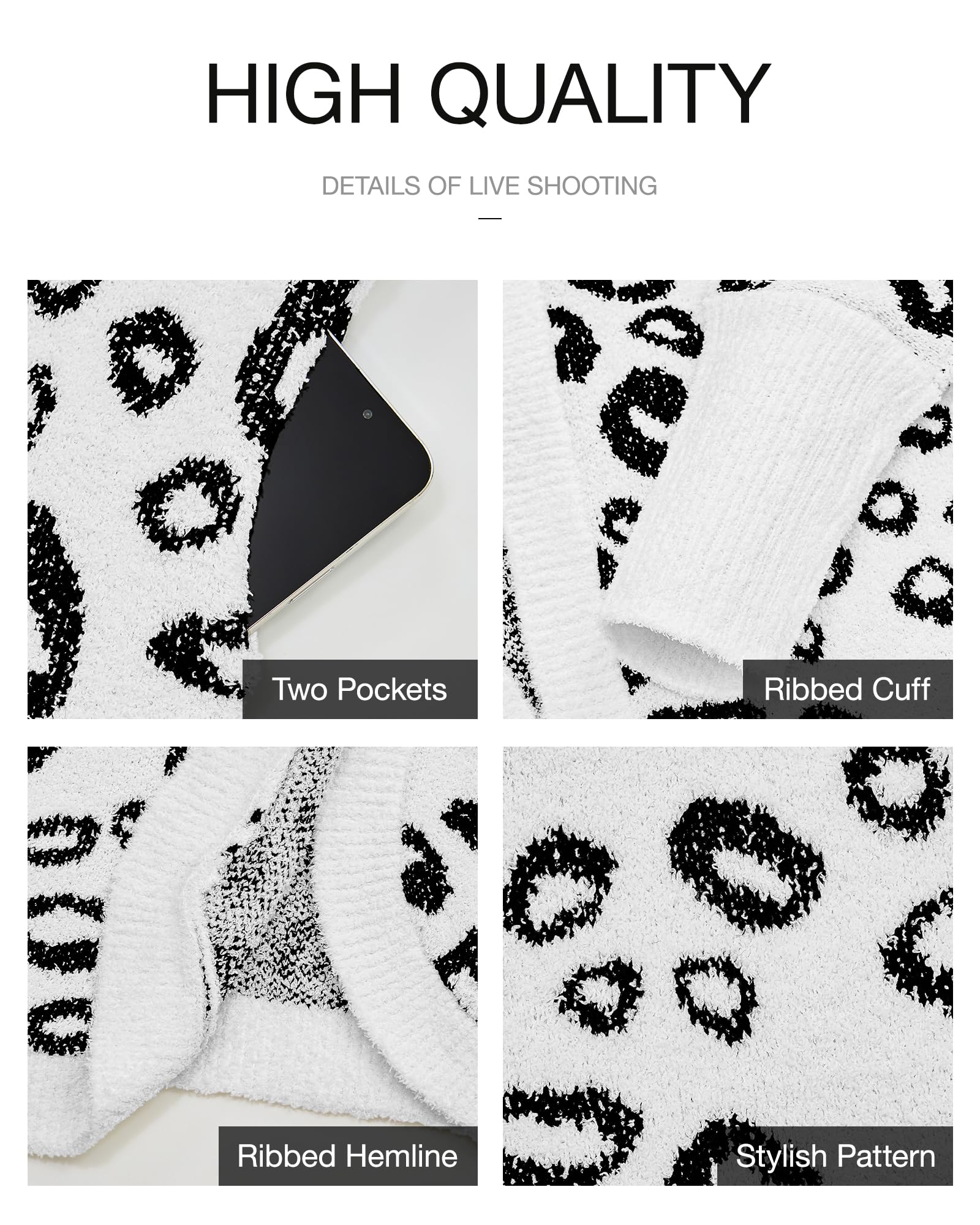 FreshPretty Leopard Cardigan for Women Long Sleeve Open Front Cardigans Sweaters Pockets Loose Knit Fall Winter Outwear