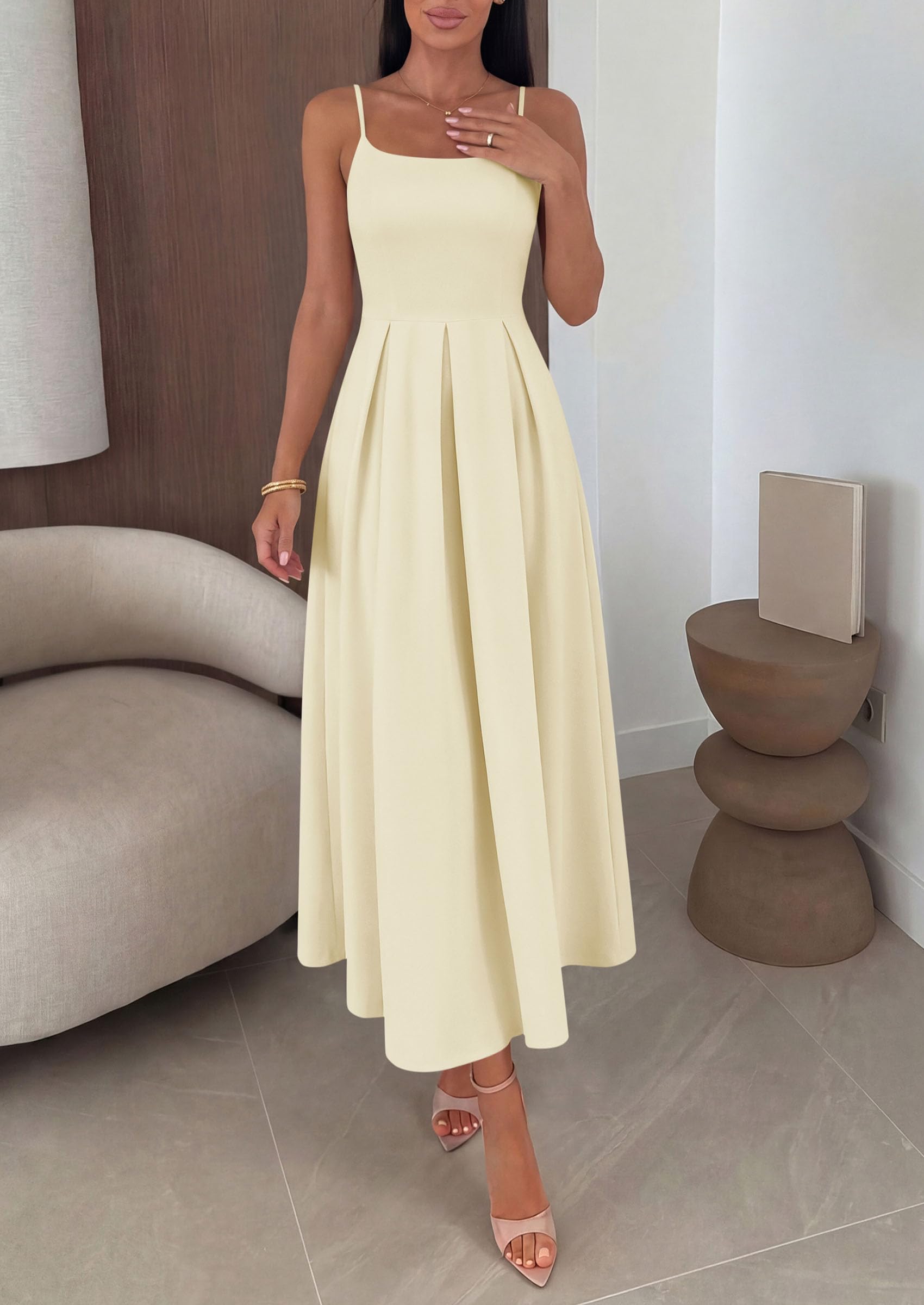 PRETTYGARDEN Cocktail Dresses for Women  Spring Elegant Ruffle A Line Long Flowy Summer Formal Wedding Guest Maxi Dress