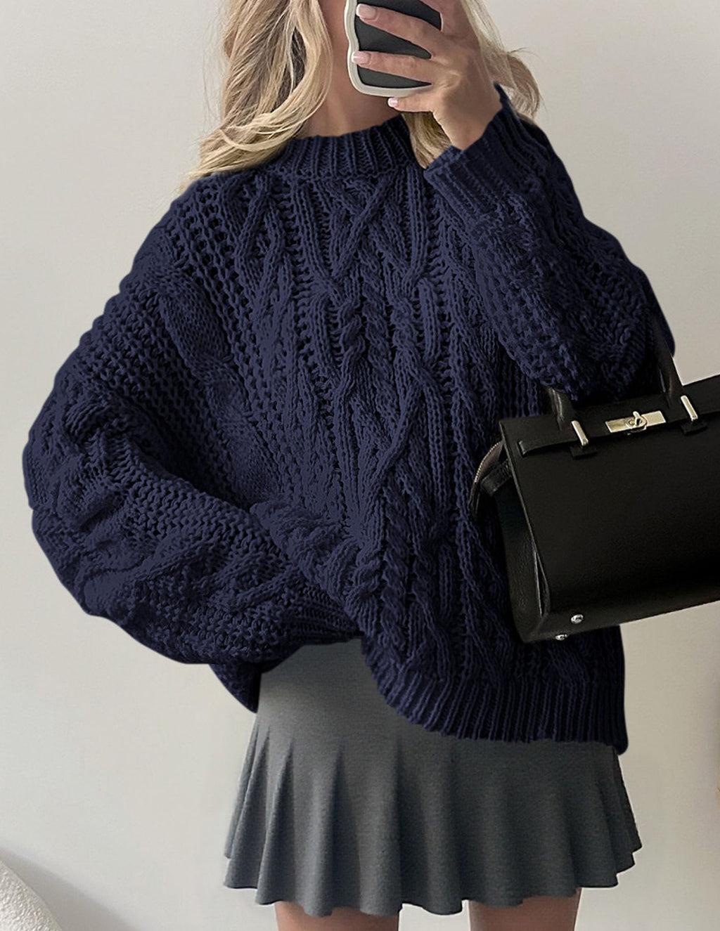 PRETTYGARDEN Women's Oversized Fall Sweaters Casual Long Sleeve Crewneck Chunky Cable Knit Pullover Tops Winter Clothes