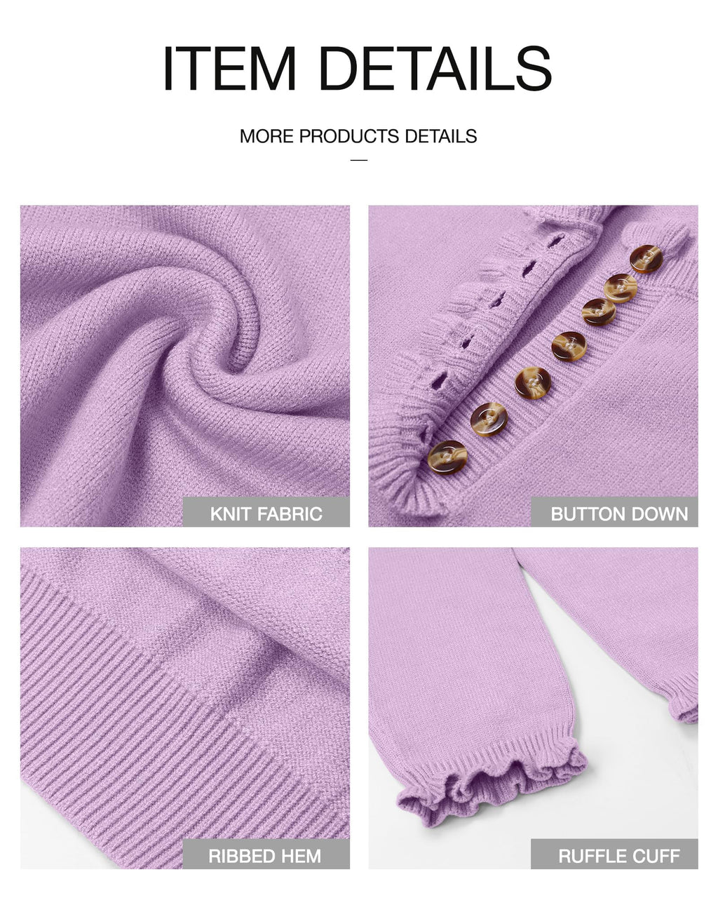 FreshPretty Womens Sweaters Fall Winter Clothes Long Sleeve Button Down Ruffle Crew Neck Casual Knitted Pullover Tops