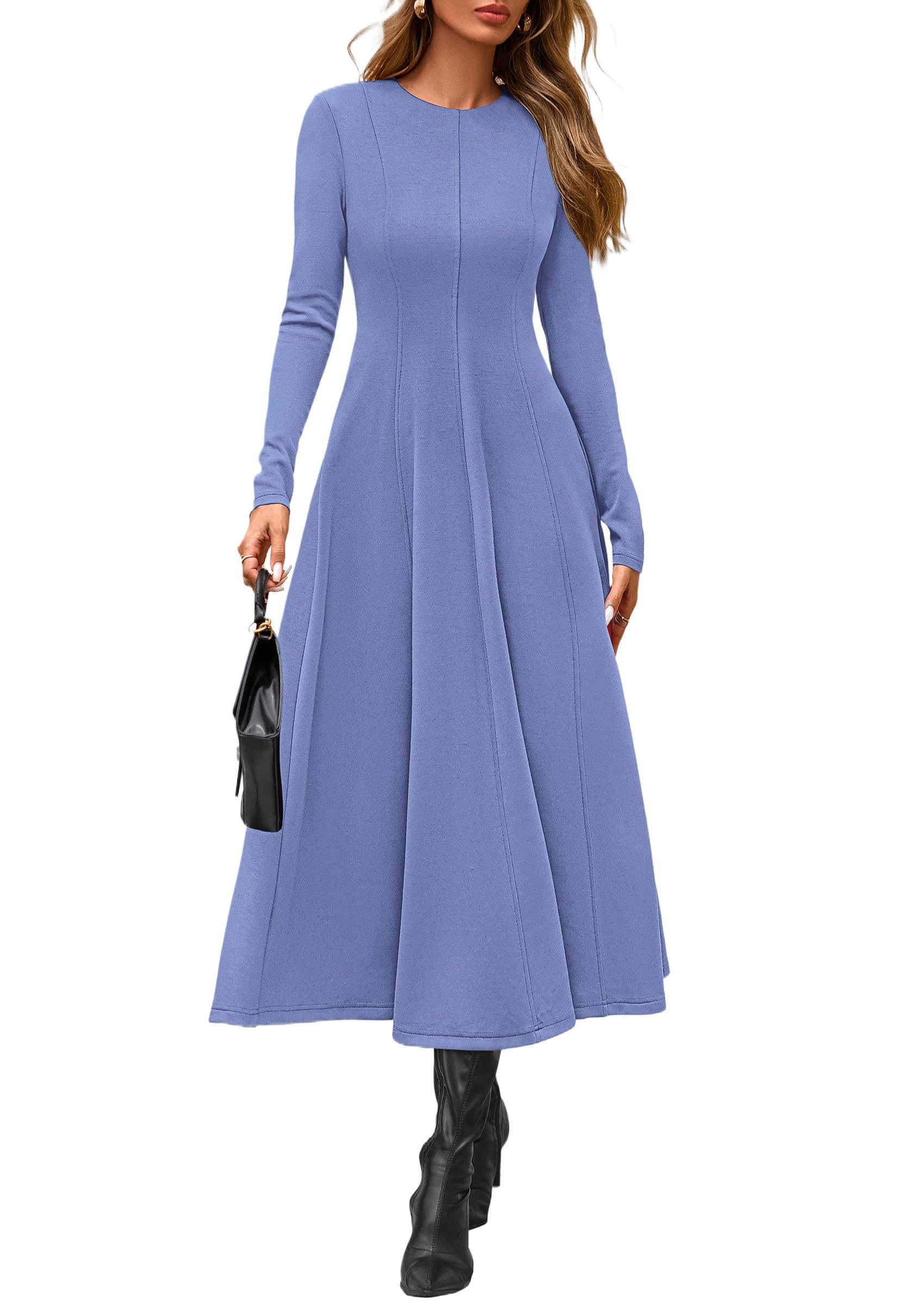 PRETTYGARDEN Cocktail Dresses for Women  Elegant Classy Fall Long Sleeve Midi A Line Flowy Modest Winter Party Dress