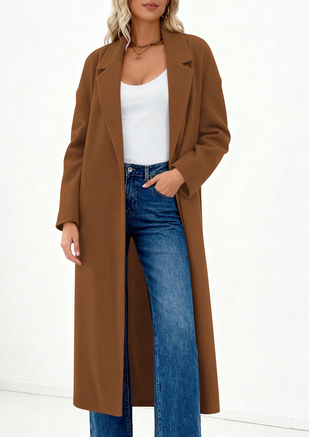 PRETTYGARDEN Womens Winter Coats Trendy Long Sleeve Notch Lapel Button Long Jackets Casual Oversized Vacation Outfits