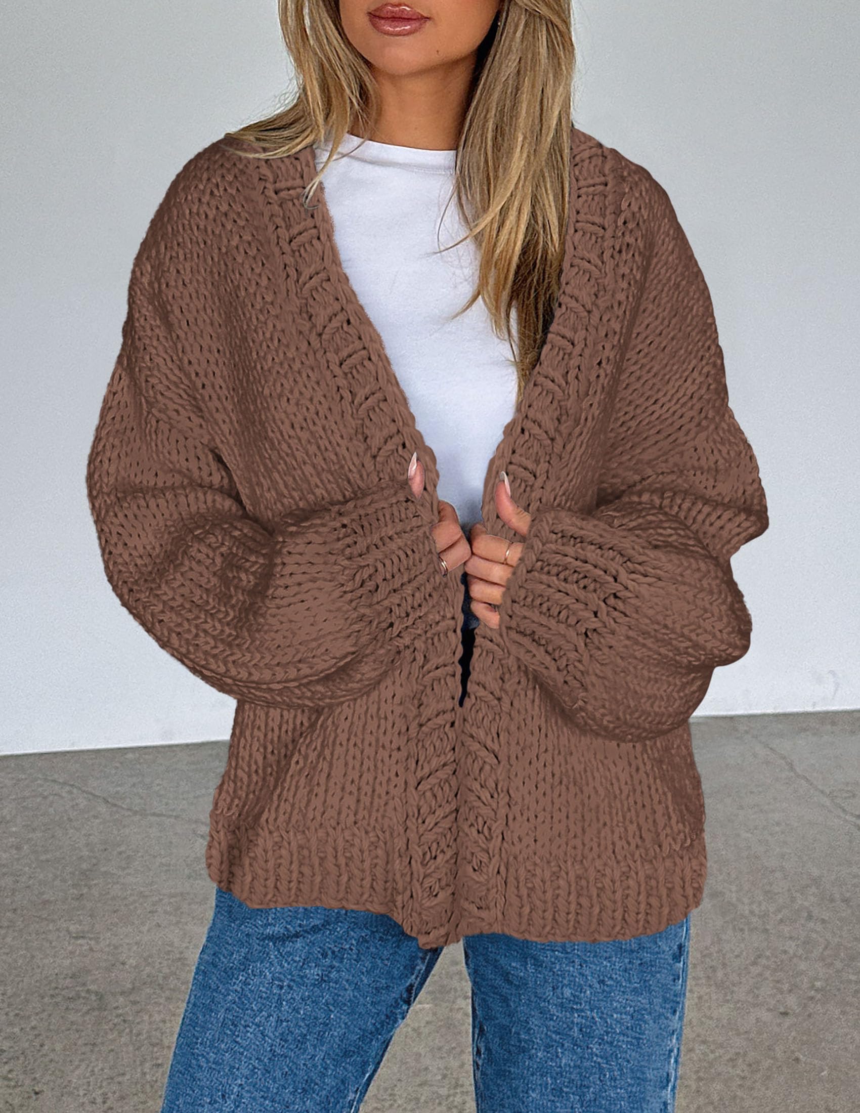 PRETTYGARDEN Cardigan Sweaters for Women Trendy Fall Fashion Long Sleeve Chunky Knit Cardigans Winter Clothing Outfits