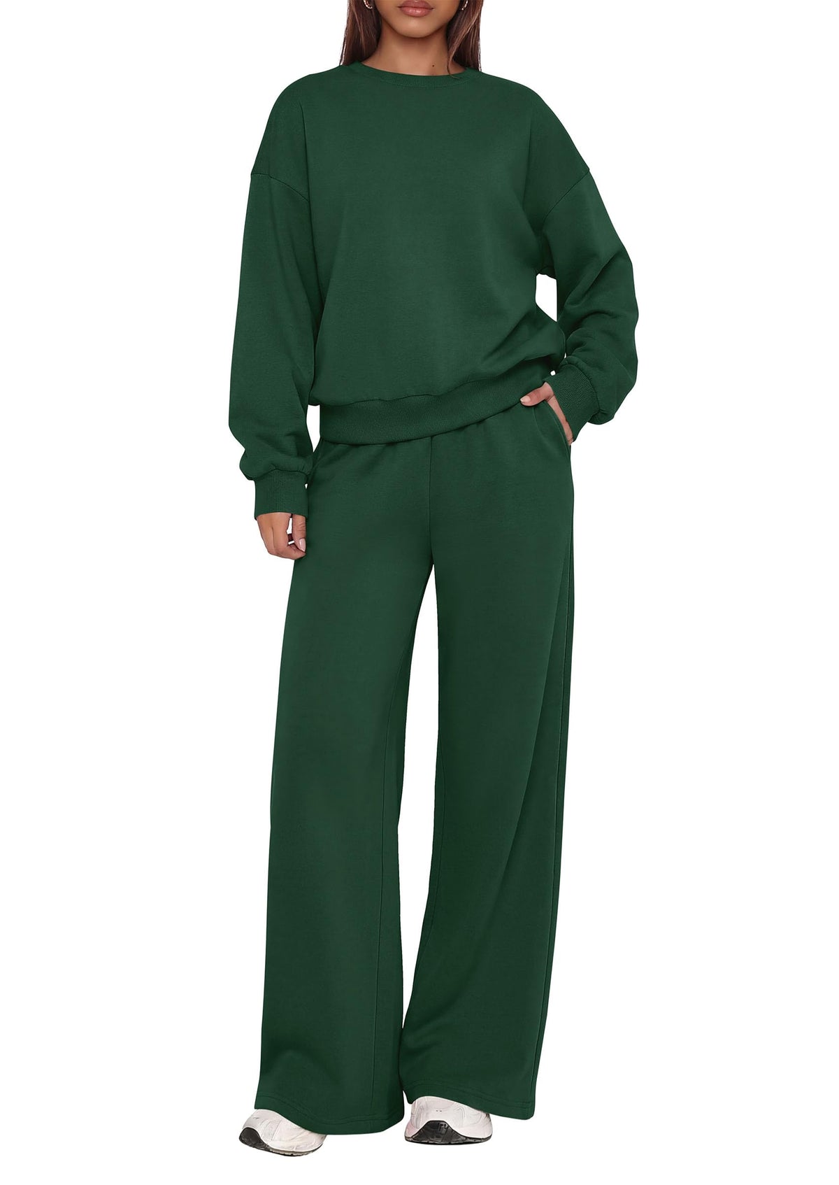 PRETTYGARDEN 2 Piece Lounge Sets for Women Casual Sweatsuits | Soft Fleece Lining,Crew Neck Oversized Sweatshirt & Wide Leg Pants,Workout Airport Matching Set Tracksuit,Fall Winter Outfits