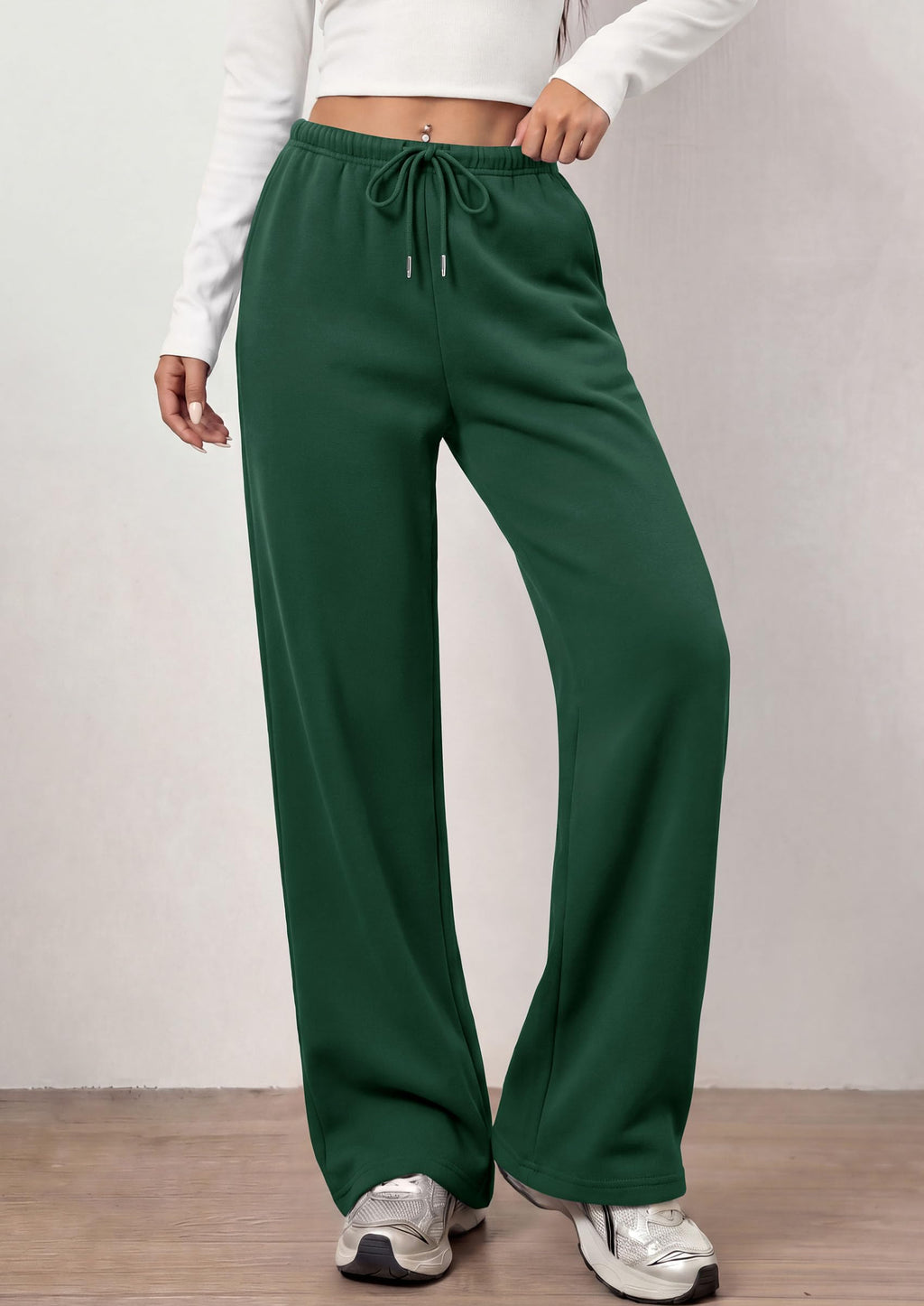 PRETTYGARDEN Womens Wide Leg Sweatpants Fleece Lounge Pants | Elastic Drawstring Waist,Baggy Jogger Yoga Sweat pants,Pockets,Fall Winter Clothes,Loose Daily Casual & Loungewear Trousers