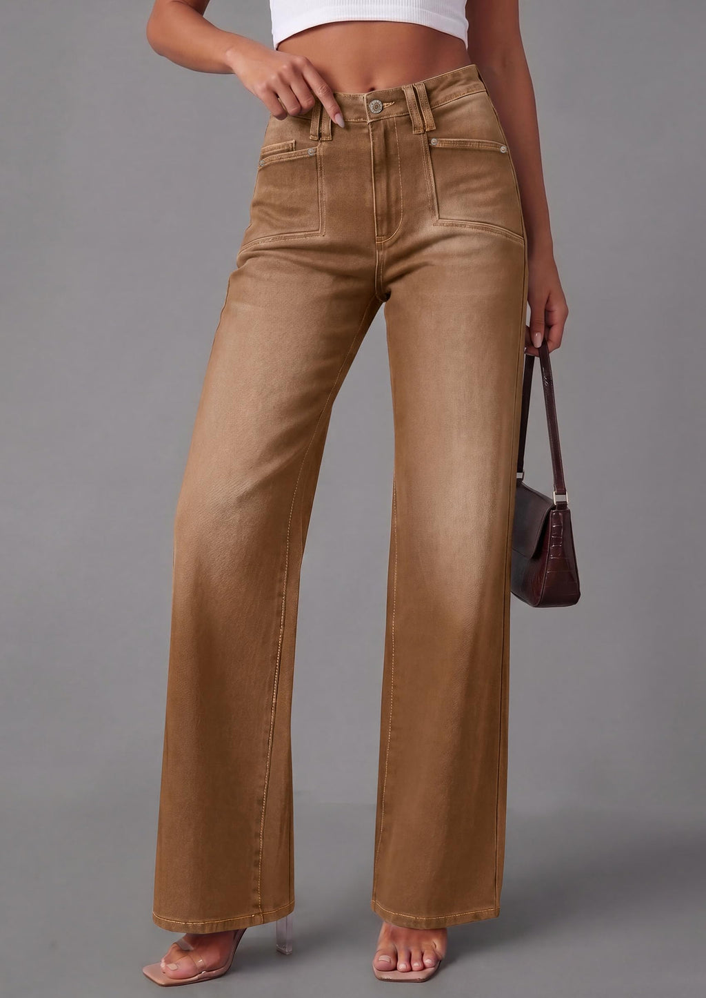 PRETTYGARDEN High Waisted Wide Leg Jeans for Women 2026 Trendy | Classic Straight Baggy Fit, Stretchy Denim Pants with Pockets, Casual Daily Work Going Out, All Season Wear