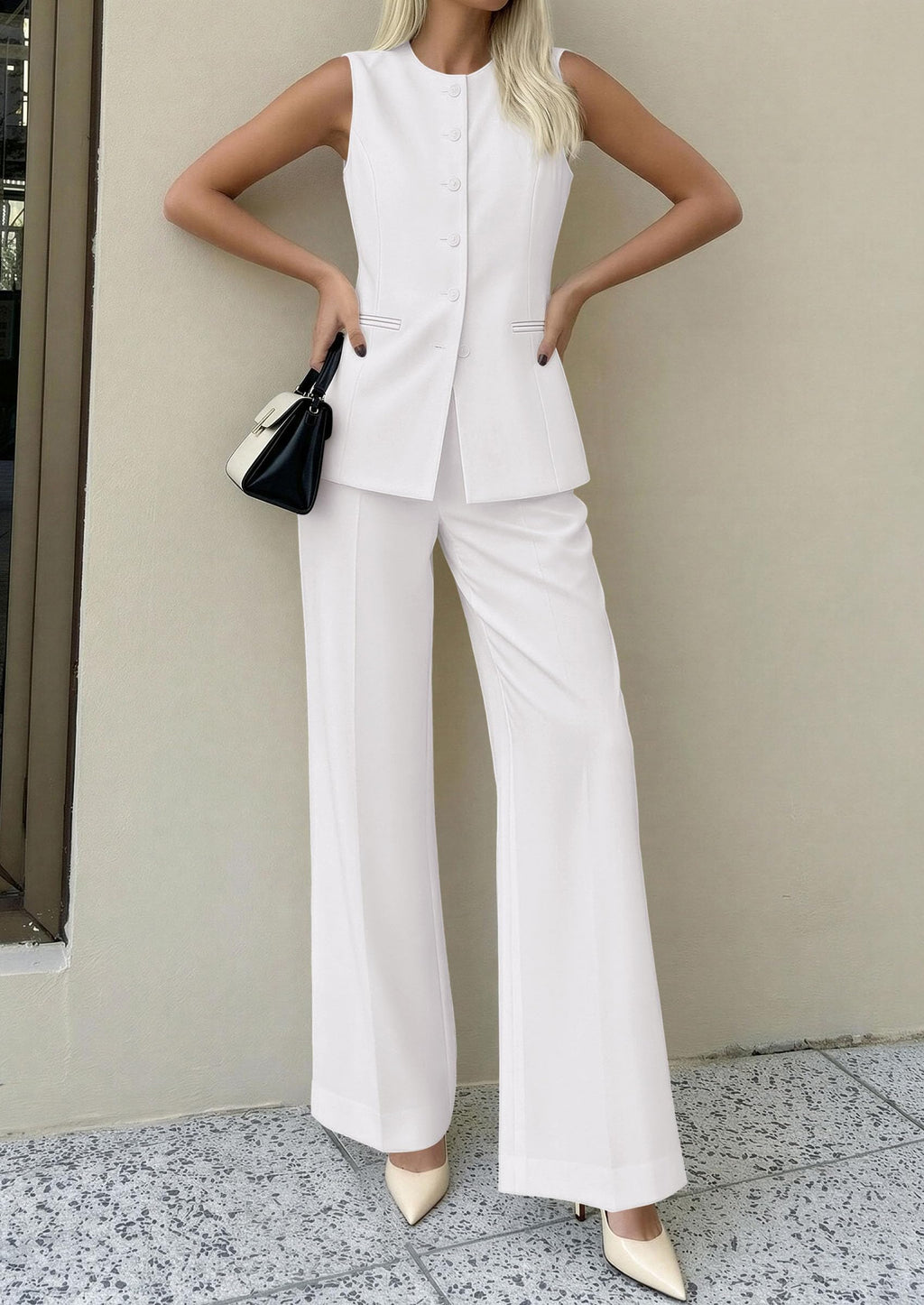 PRETTYGARDEN Women's 2 Piece Sets Summer  Work Clothes Sleeveless Blazer Vest Pants Suits Spring Business Casual Outfits
