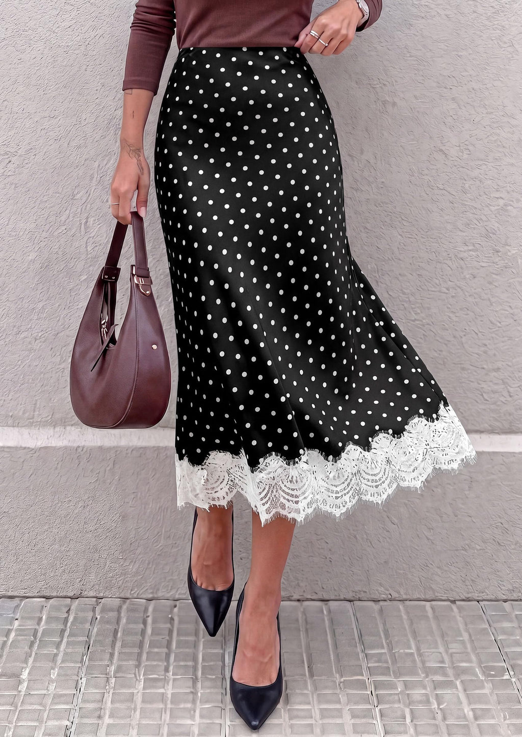 PRETTYGARDEN Women's Flowy Satin Midi A Line Skirt