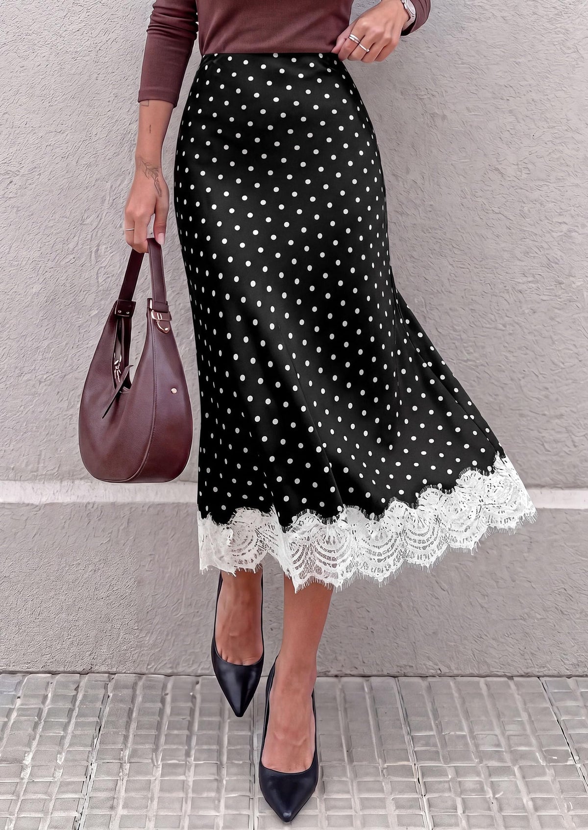 PRETTYGARDEN Women's Flowy Satin Midi A Line Skirt