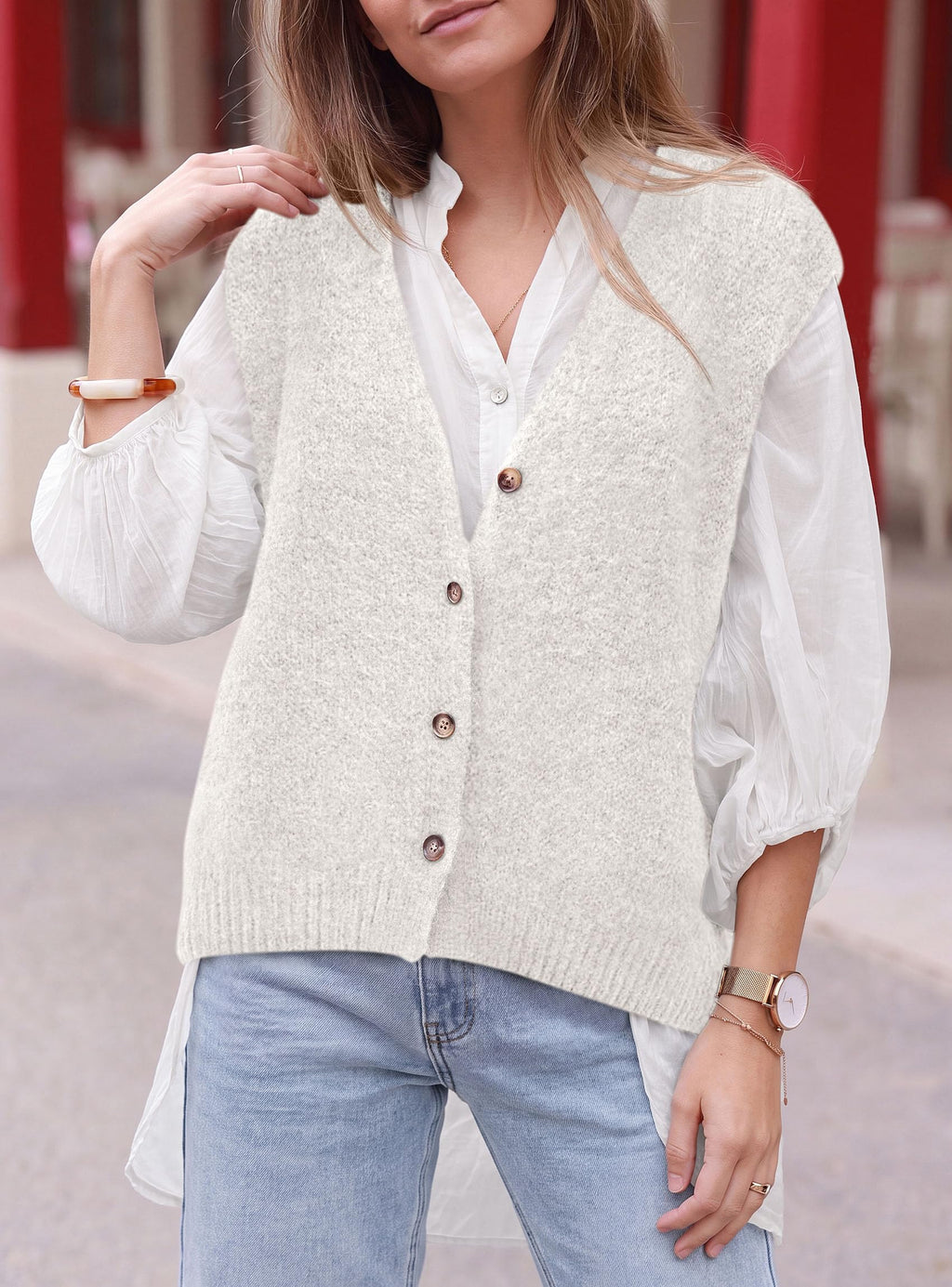 PRETTYGARDEN Womens Fall Sleeveless Button Down Sweater Vest | Soft Knit Fabric, Fashion Deep V Neck, Casual Loose Fit Sweater, Going Out Outfits, 2026 Trendy Winter Clothes